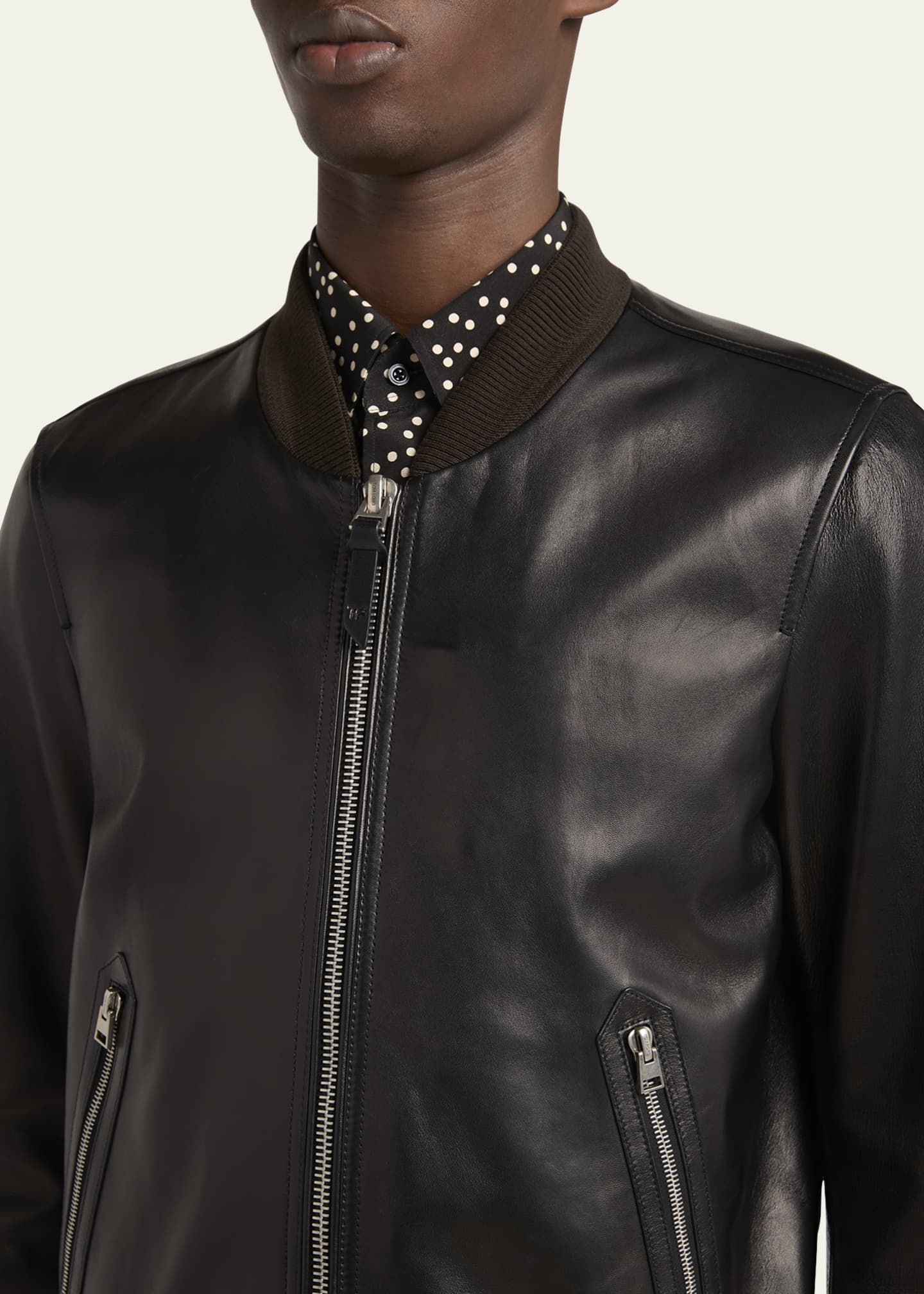 TOM FORD Zip-Up Nappa Leather Bomber Jacket Image 5 of 5