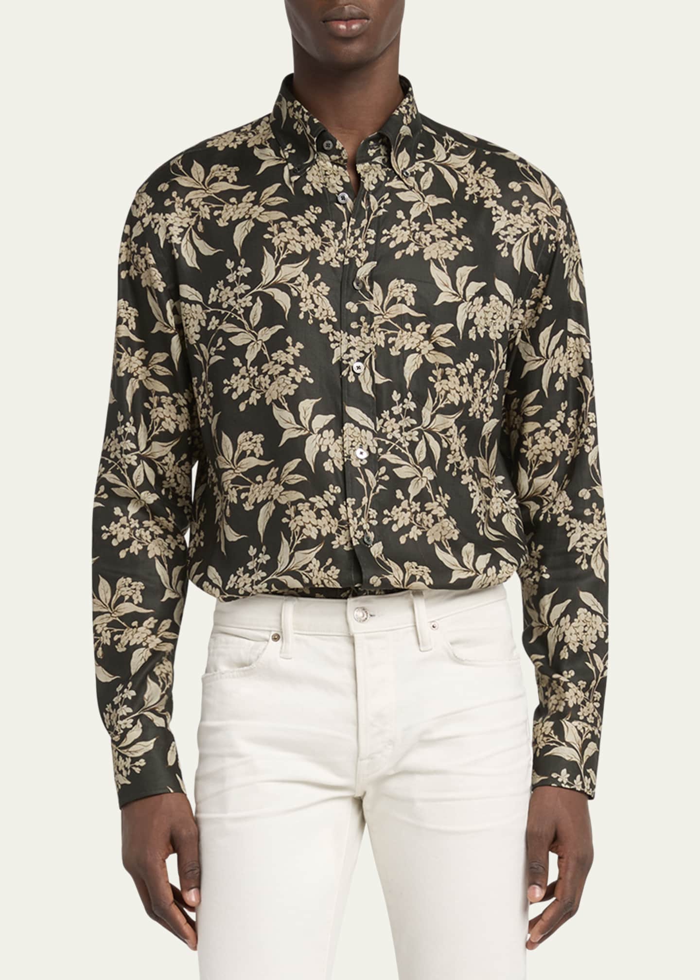 TOM FORD Men's Keith Lyocell Floral Sport Shirt Image 2 of 4