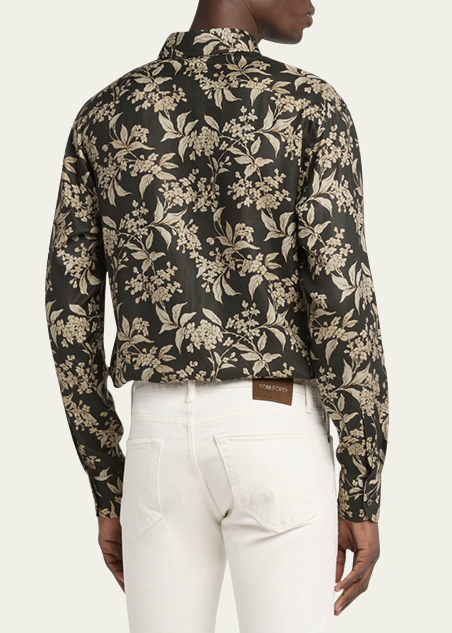 TOM FORD Men's Keith Lyocell Floral Sport Shirt Image 3 of 4