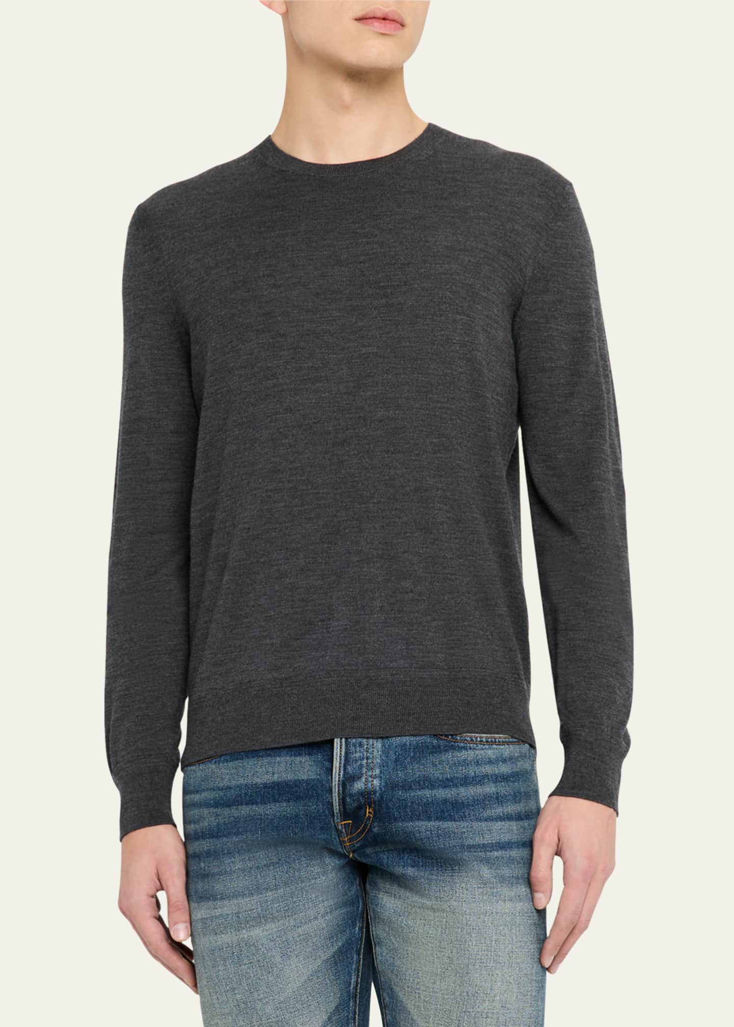 TOM FORD Men's Fine Gauge Wool Crewneck Sweater Image 4 of 5