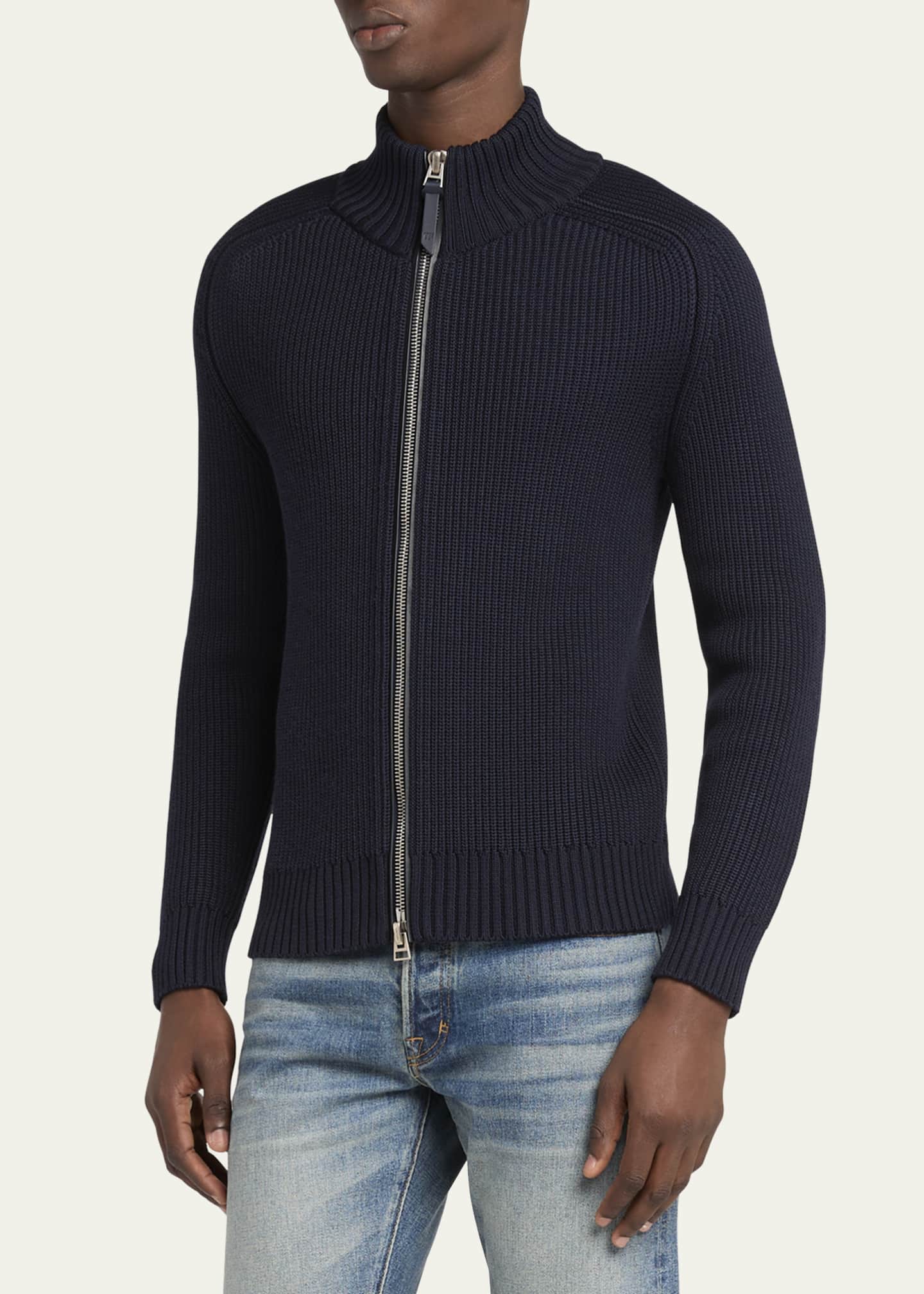 TOM FORD Men's Ribbed Full-Zip Sweater - Bergdorf Goodman