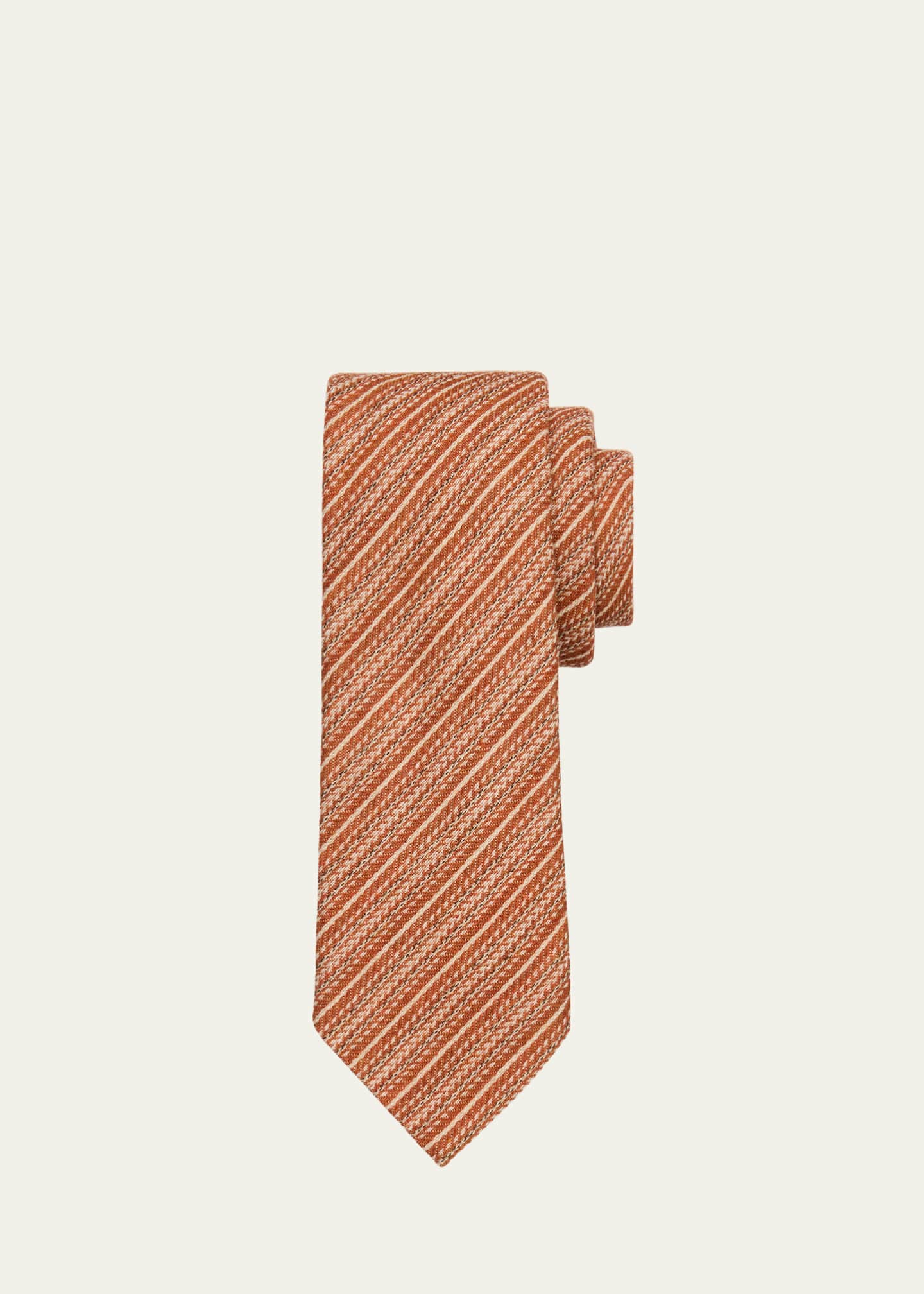 ZEGNA Men's Wool Jacquard Multi-Stripe Tie