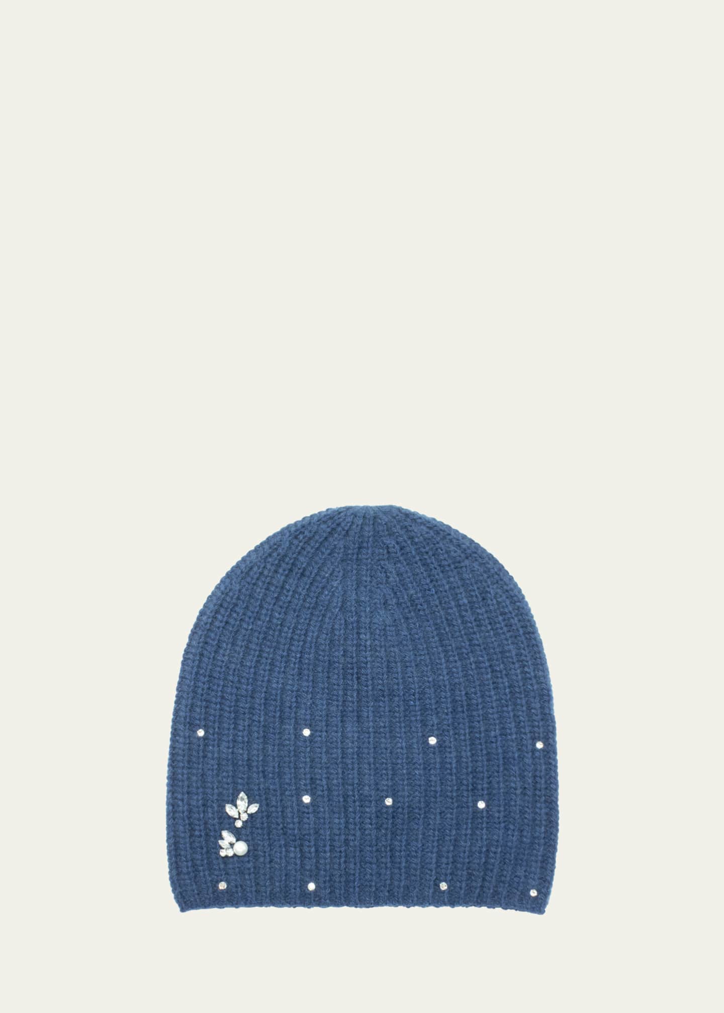 Portolano Knit Stone Embellished Cashmere Beanie