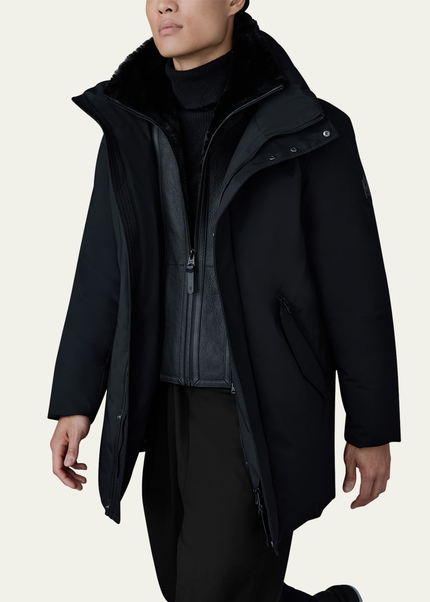 Mackage Men's Sullivan Mid-Length Jacket with Shearling Image 5 of 5