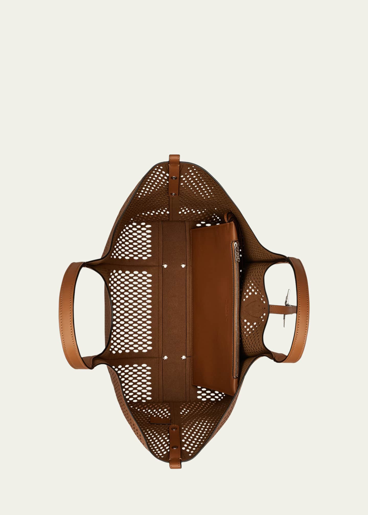 Tod's Medium Laser-Cut Leather Shopping Tote Bag Image 2 of 3