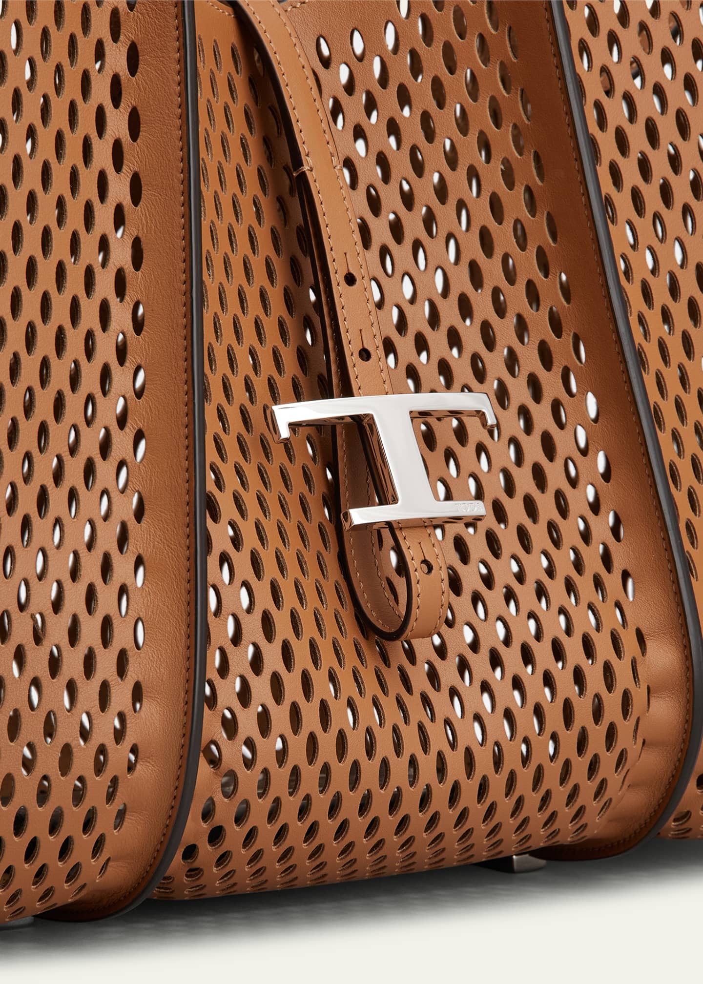 Tod's Medium Laser-Cut Leather Shopping Tote Bag Image 3 of 3