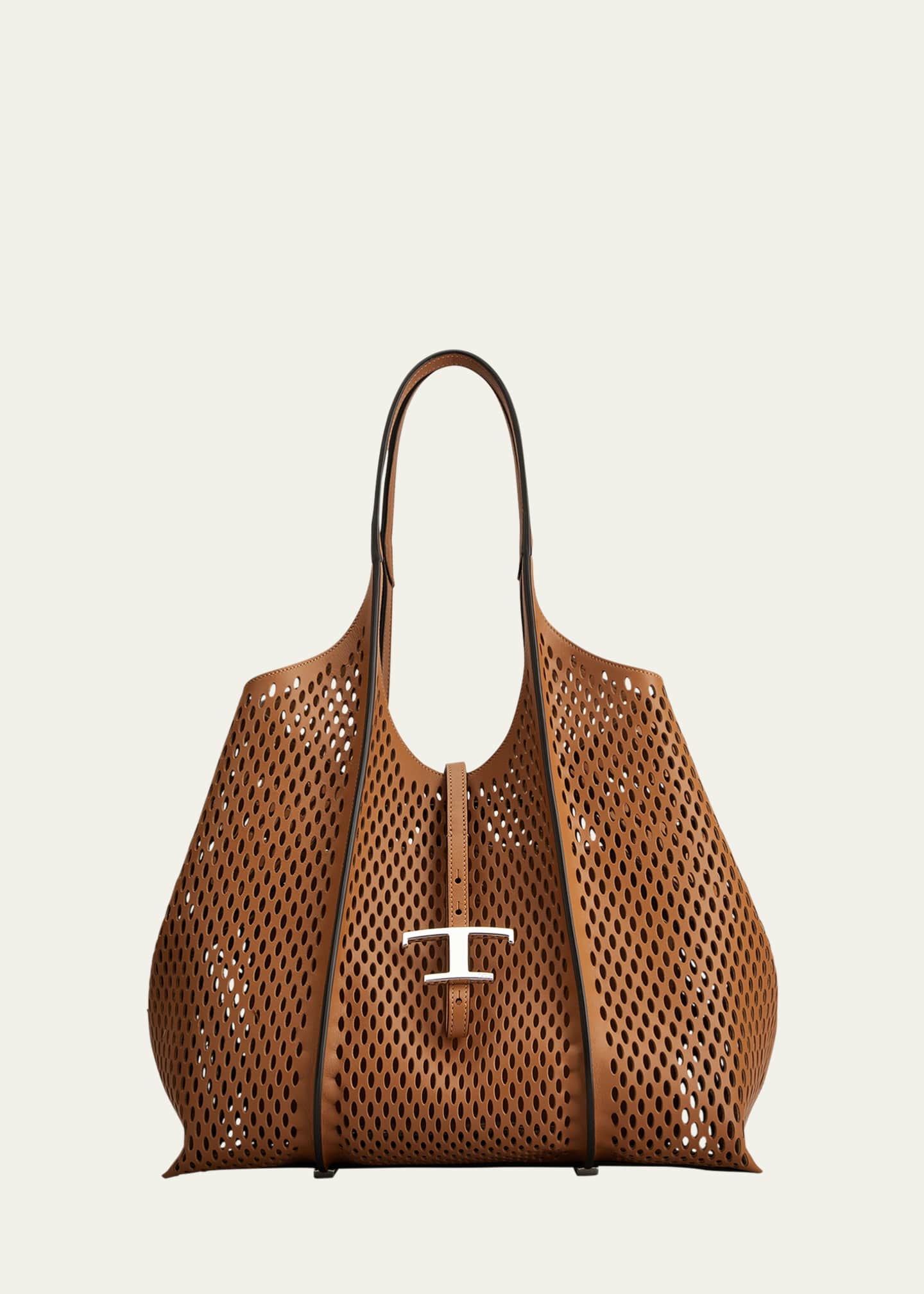Tod's Medium Laser-Cut Leather Shopping Tote Bag Image 1 of 3