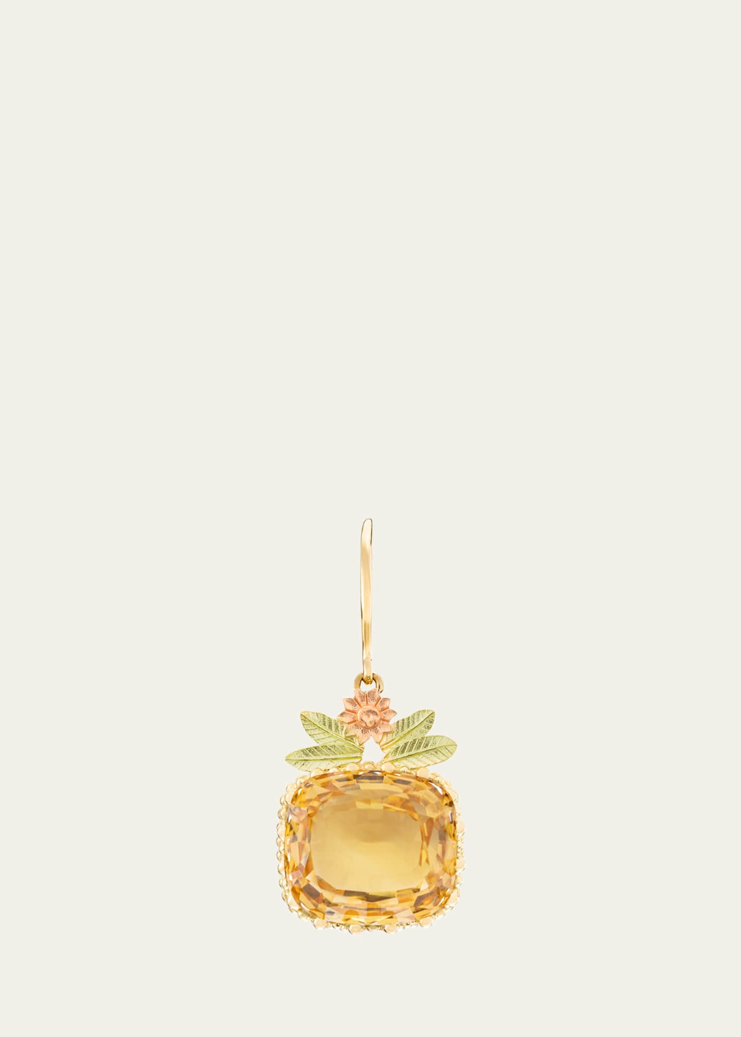 Mellerio Pierreries 18K Yellow, Green, and Rose Gold Citrine Flower Earring, Single