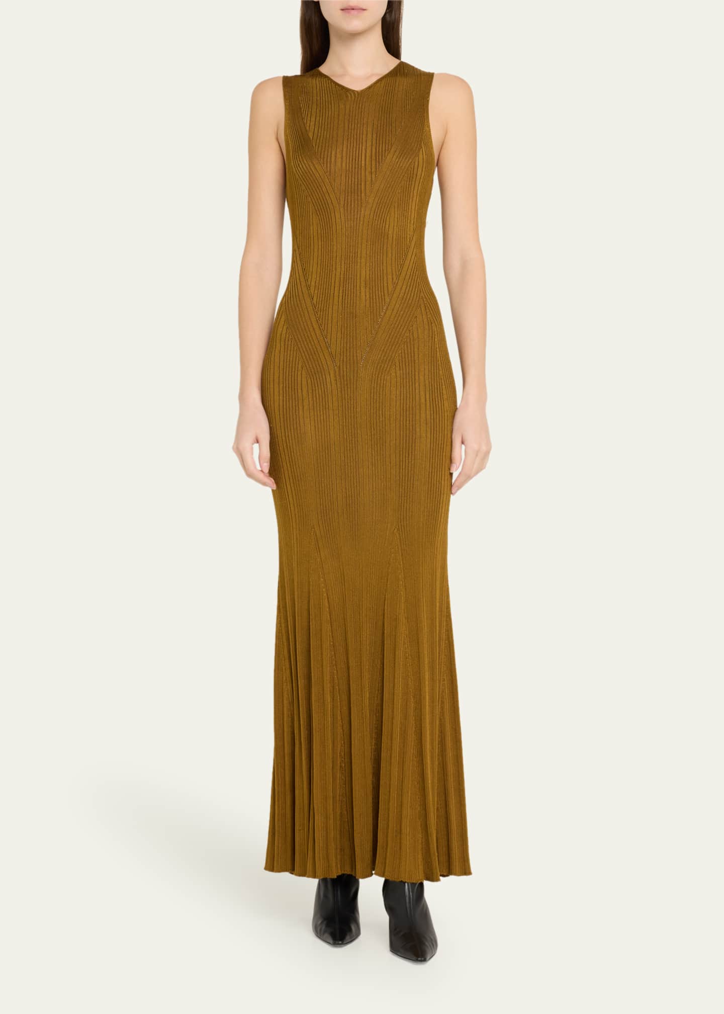 Adam Lippes Silk Engineered Rib Sleeveless Maxi Dress Image 2 of 5