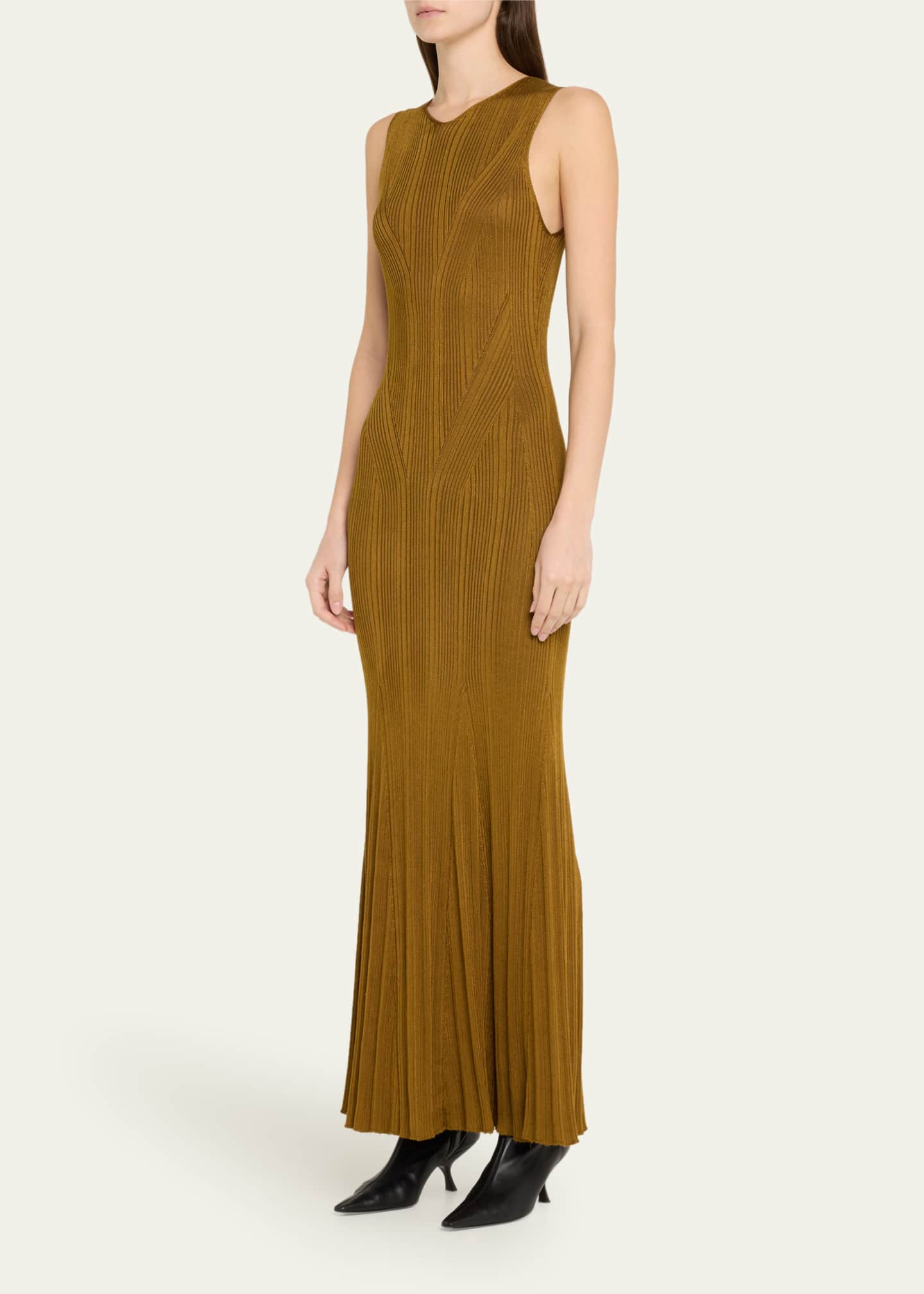 Adam Lippes Silk Engineered Rib Sleeveless Maxi Dress Image 4 of 5