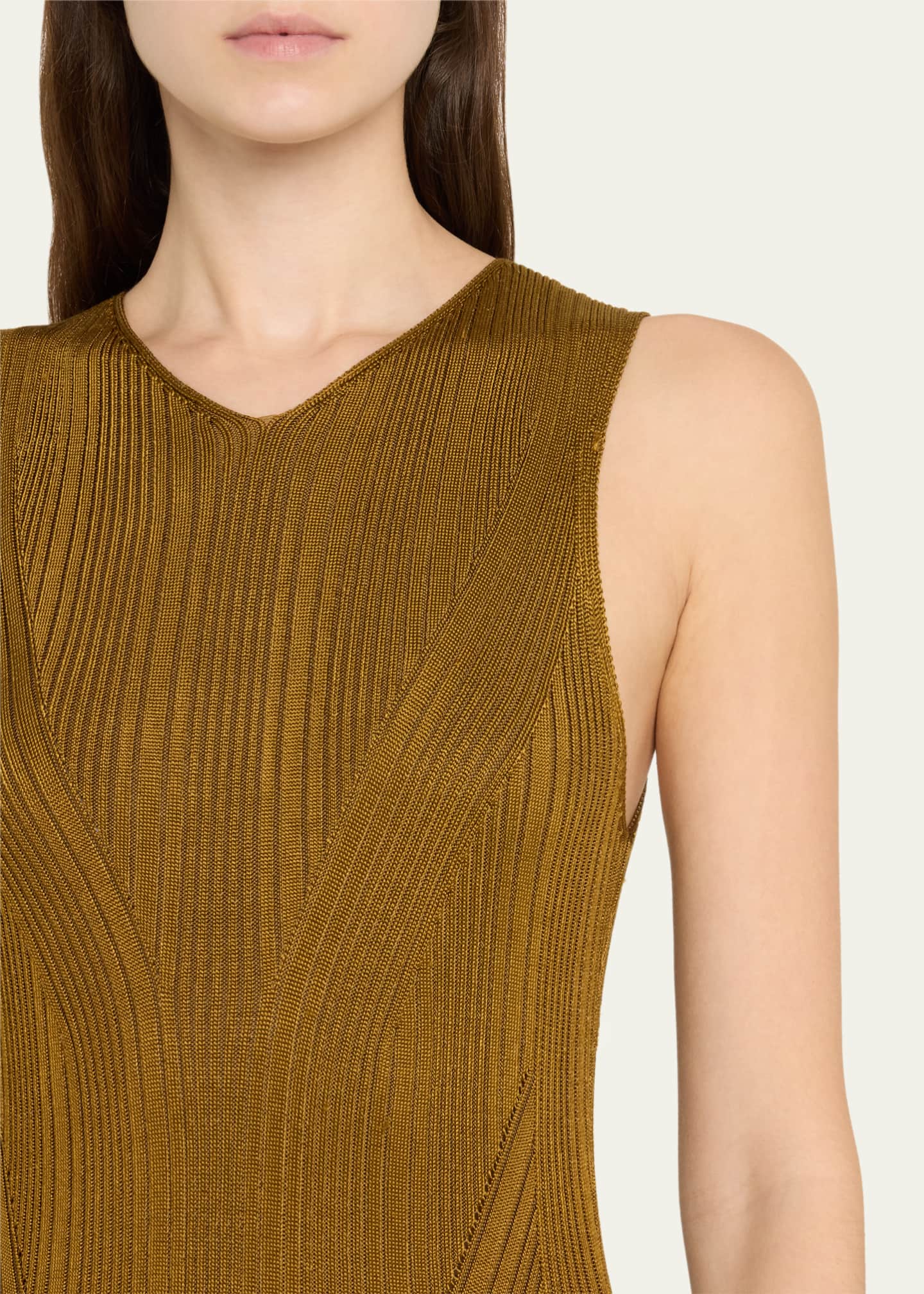 Adam Lippes Silk Engineered Rib Sleeveless Maxi Dress Image 5 of 5