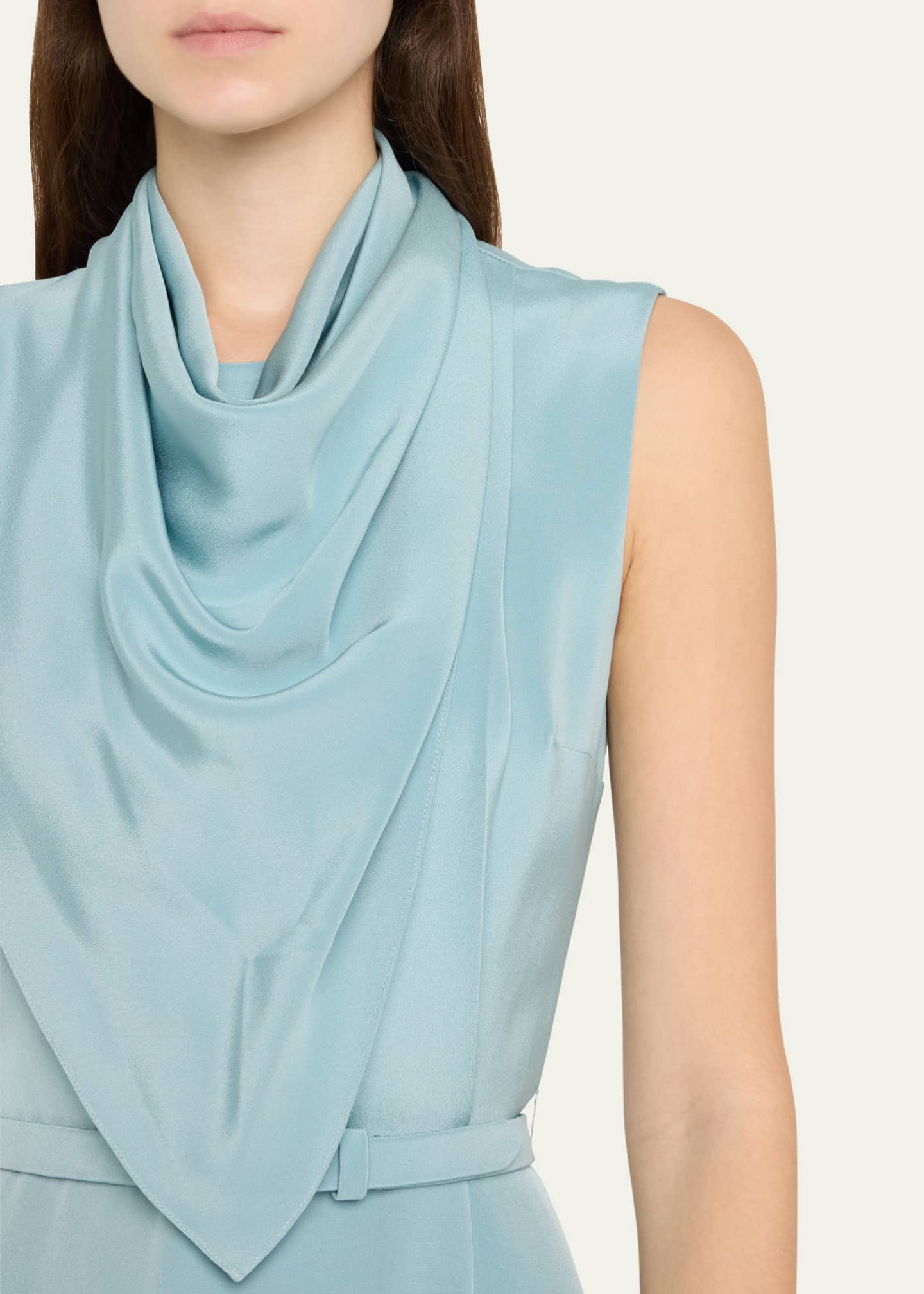 Adam Lippes Scarf Drape Silk Crepe Midi Dress With Belt Image 5 of 5