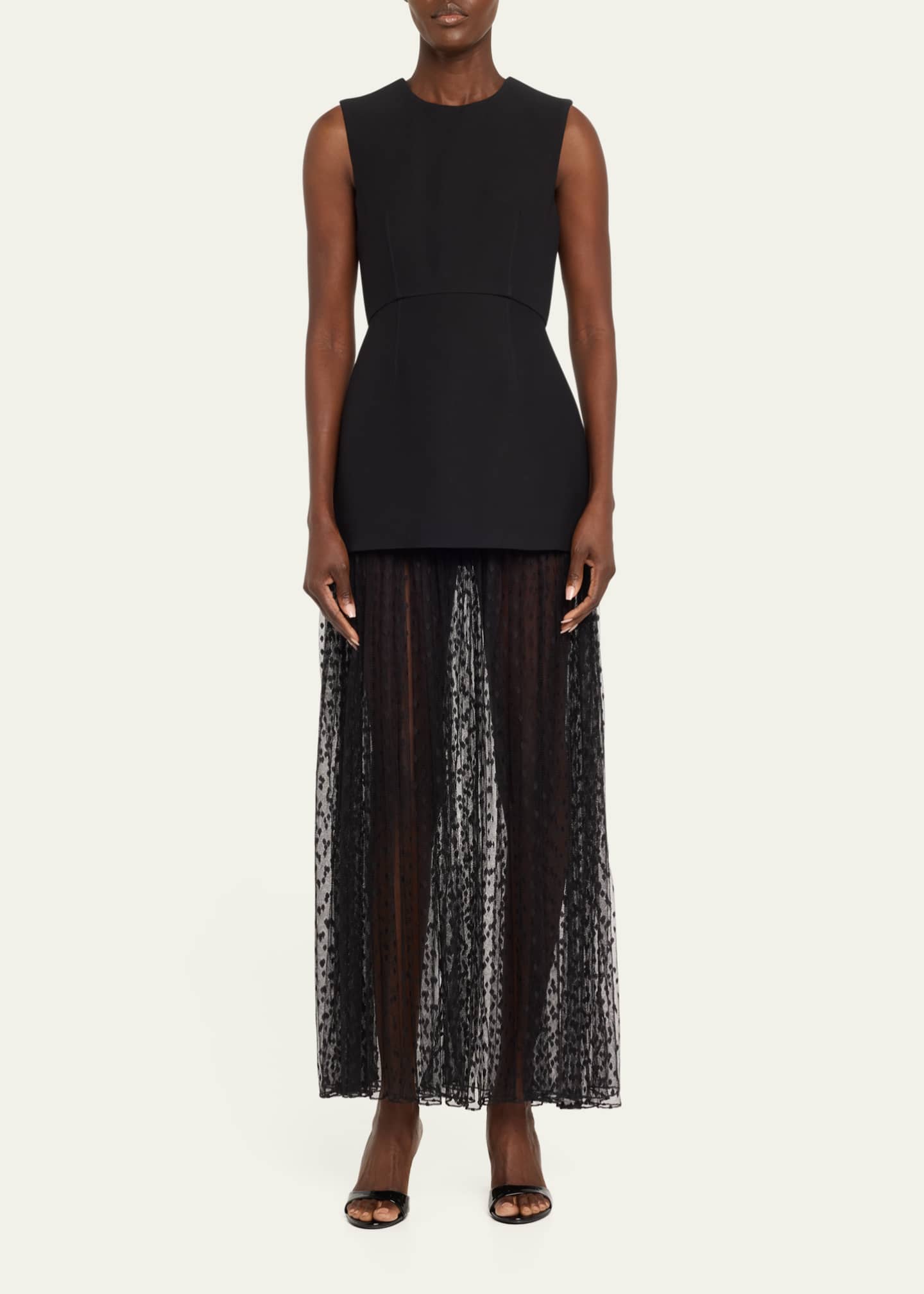 Adam Lippes Sleeveless Swiss-Dot Tulle Peplum Gown Image 2 of 5