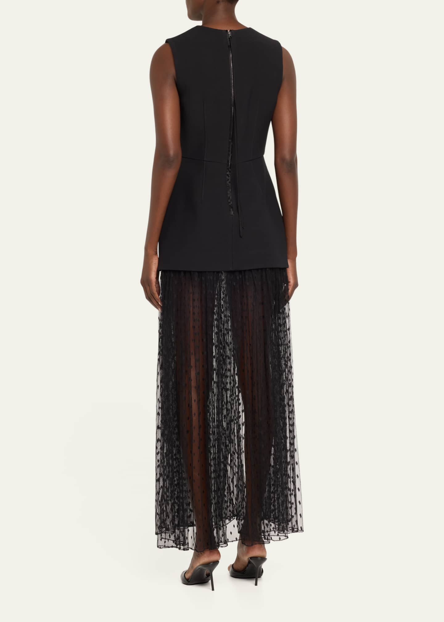 Adam Lippes Sleeveless Swiss-Dot Tulle Peplum Gown Image 3 of 5