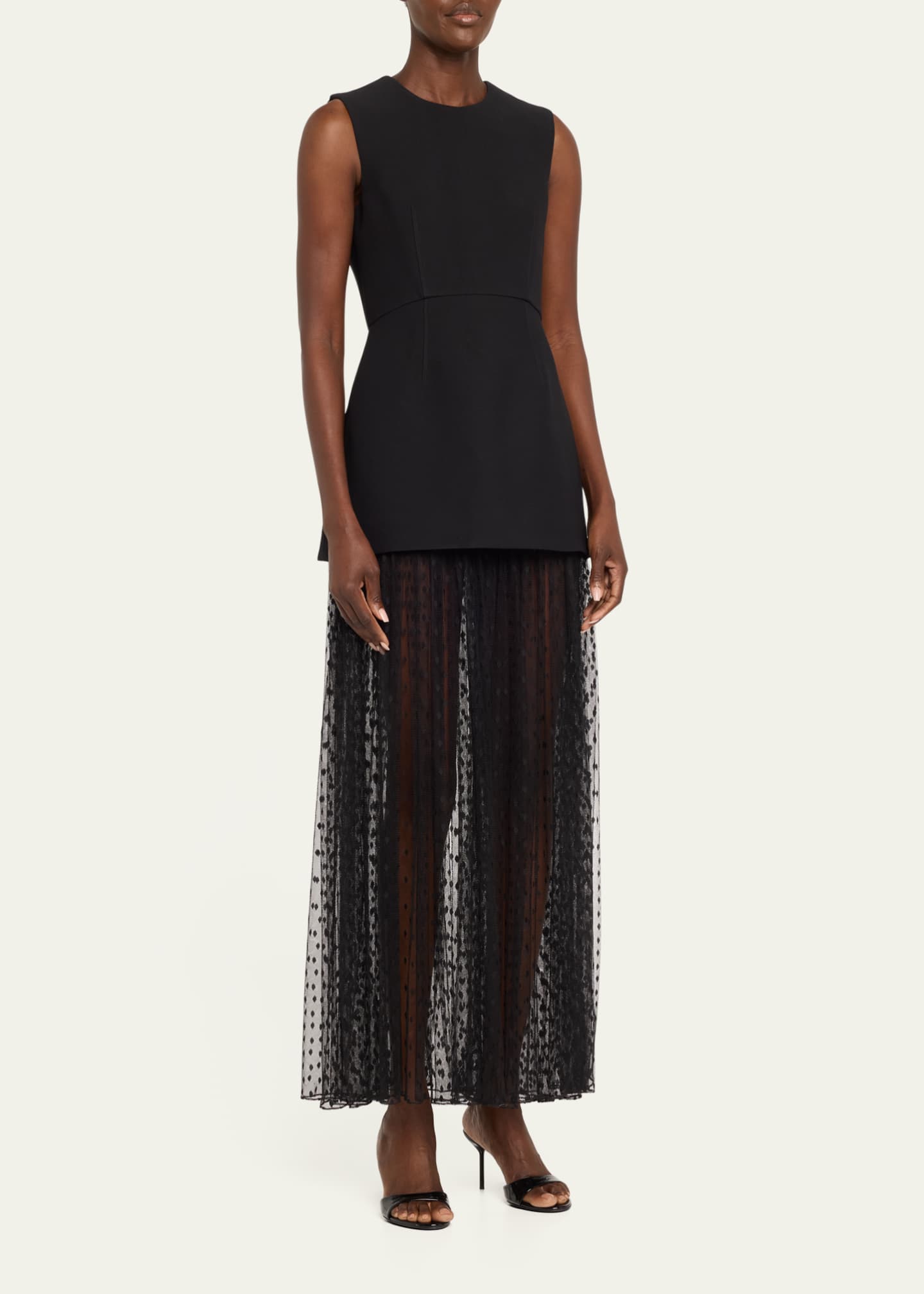 Adam Lippes Sleeveless Swiss-Dot Tulle Peplum Gown Image 4 of 5