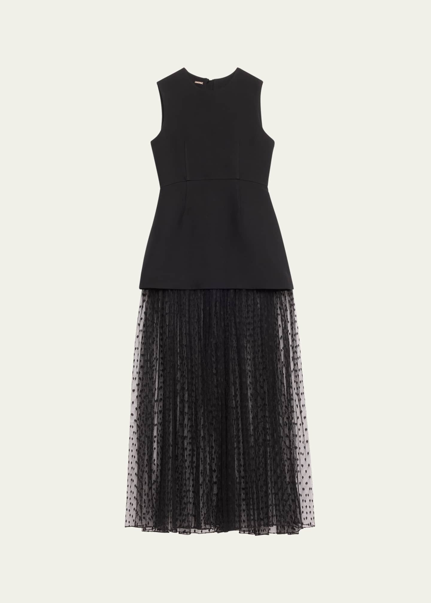Adam Lippes Sleeveless Swiss-Dot Tulle Peplum Gown Image 1 of 5