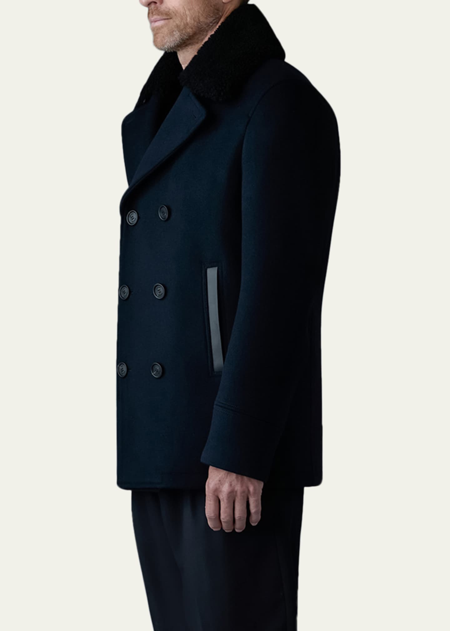 Mackage Men's Cole Wool Peacoat with Shearling Collar - Bergdorf