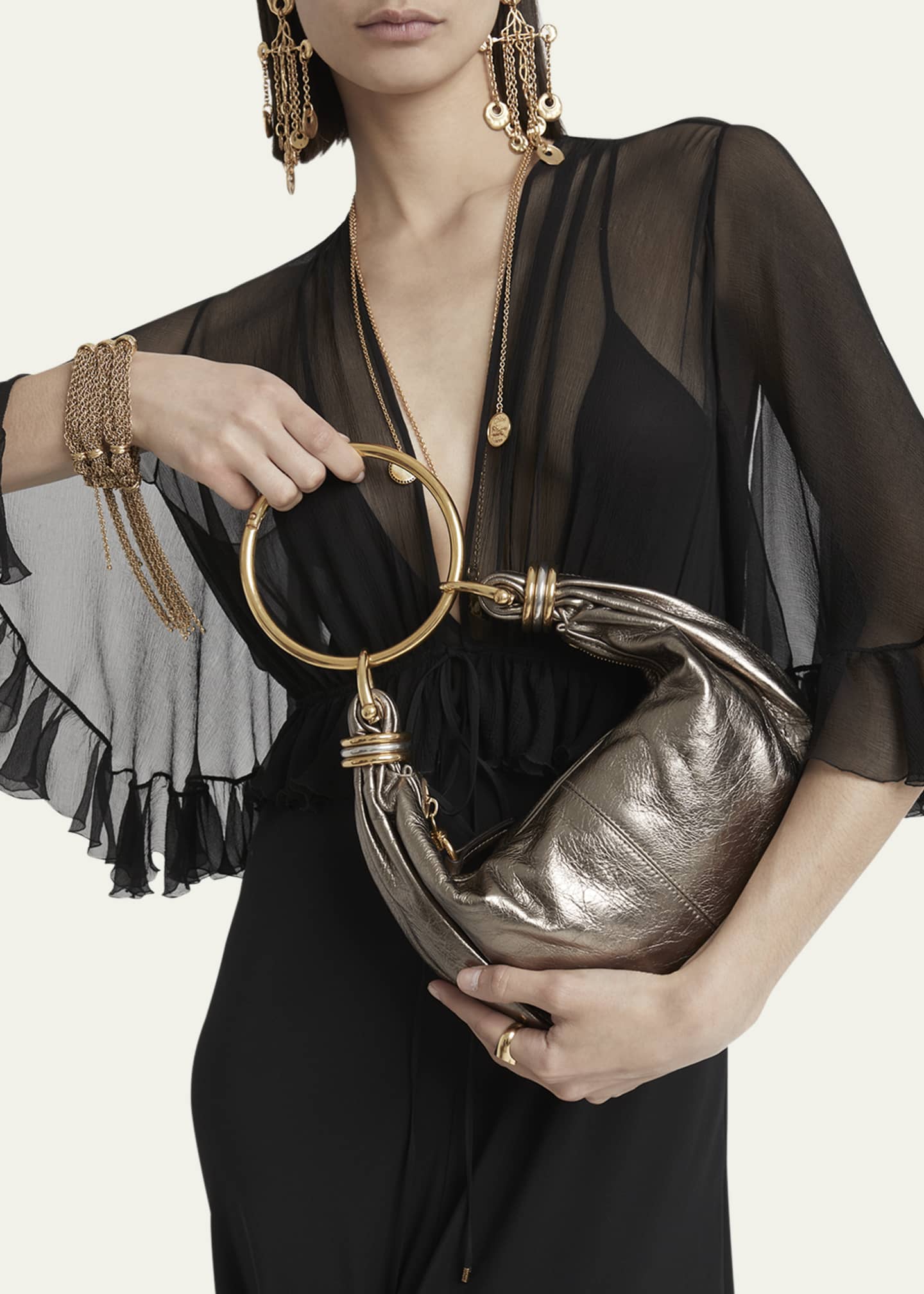 Chloe Bracelet Top-Handle Bag in Metallic Calfskin Image 2 of 6