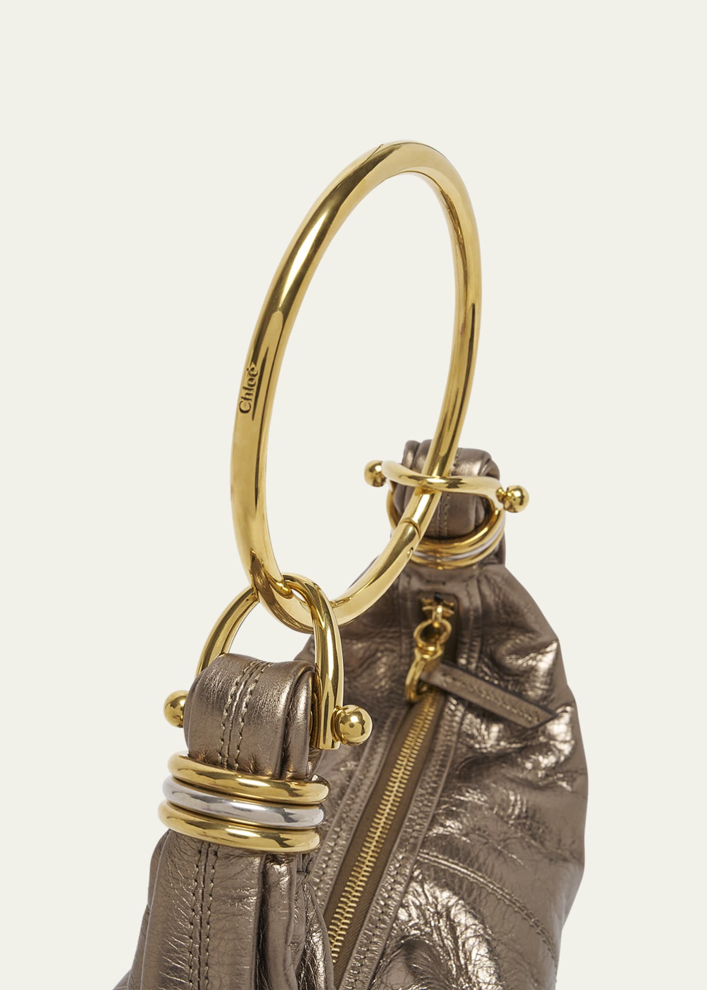 Chloe Bracelet Top-Handle Bag in Metallic Calfskin Image 6 of 6
