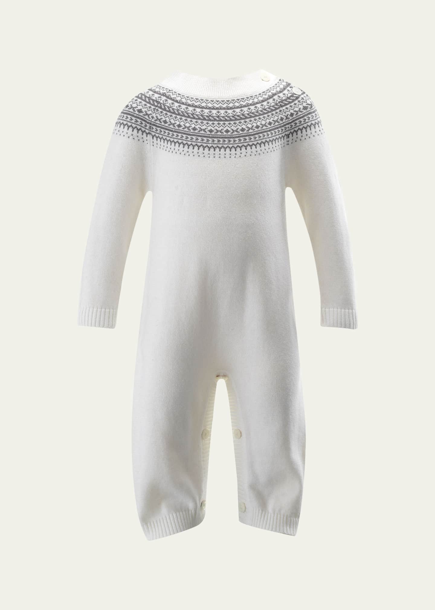 Rachel Riley Boy's Fairisle-Trim Knit Playsuit, Size 3M-24M Image 1 of 2