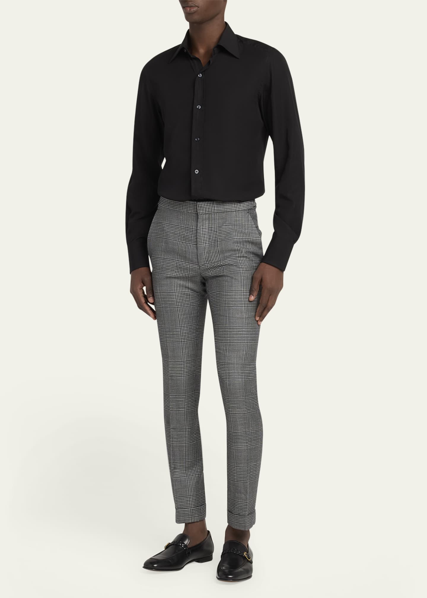 TOM FORD Men's Dyllan Wool Check Trousers Image 2 of 5