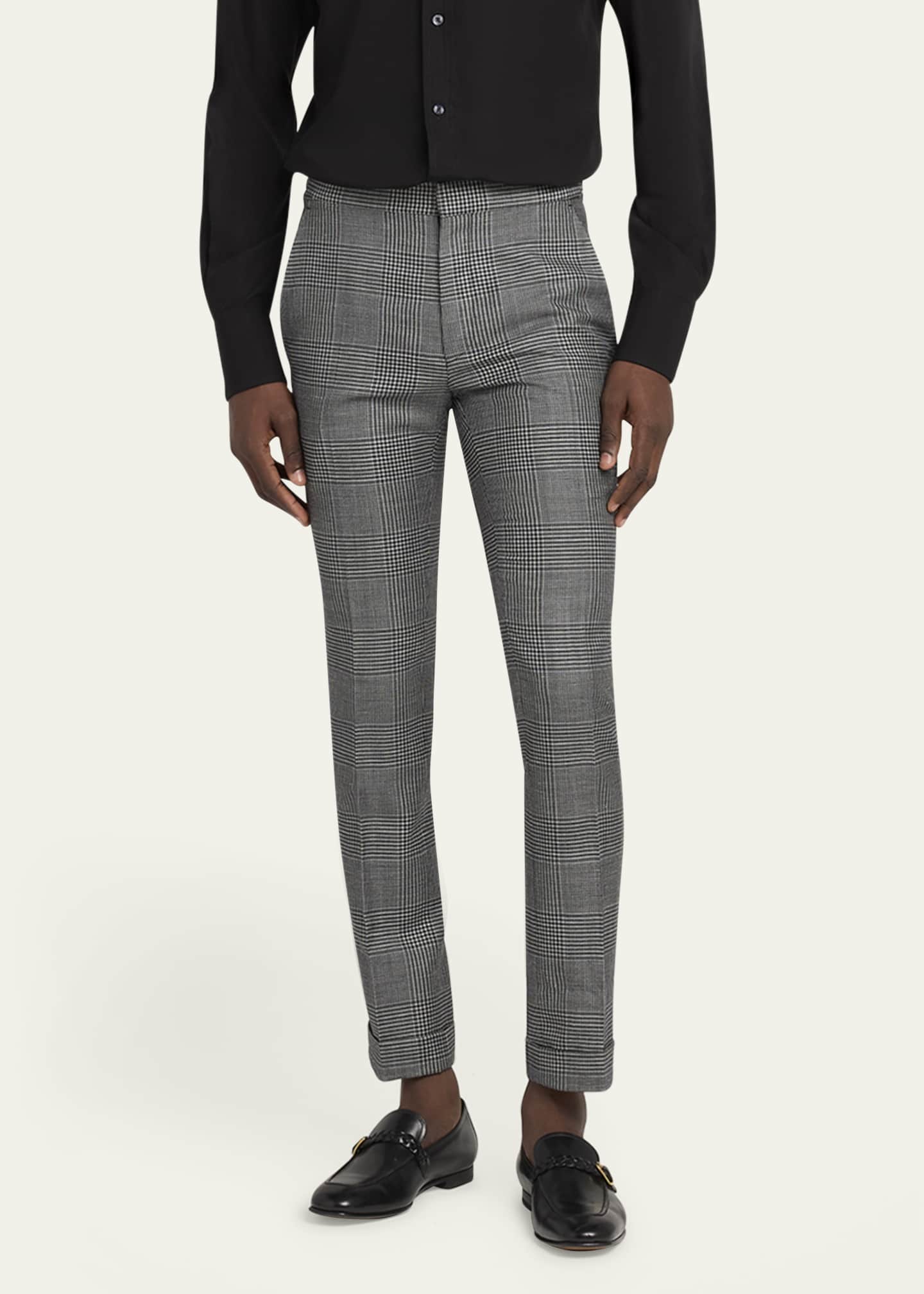 TOM FORD Men's Dyllan Wool Check Trousers Image 4 of 5