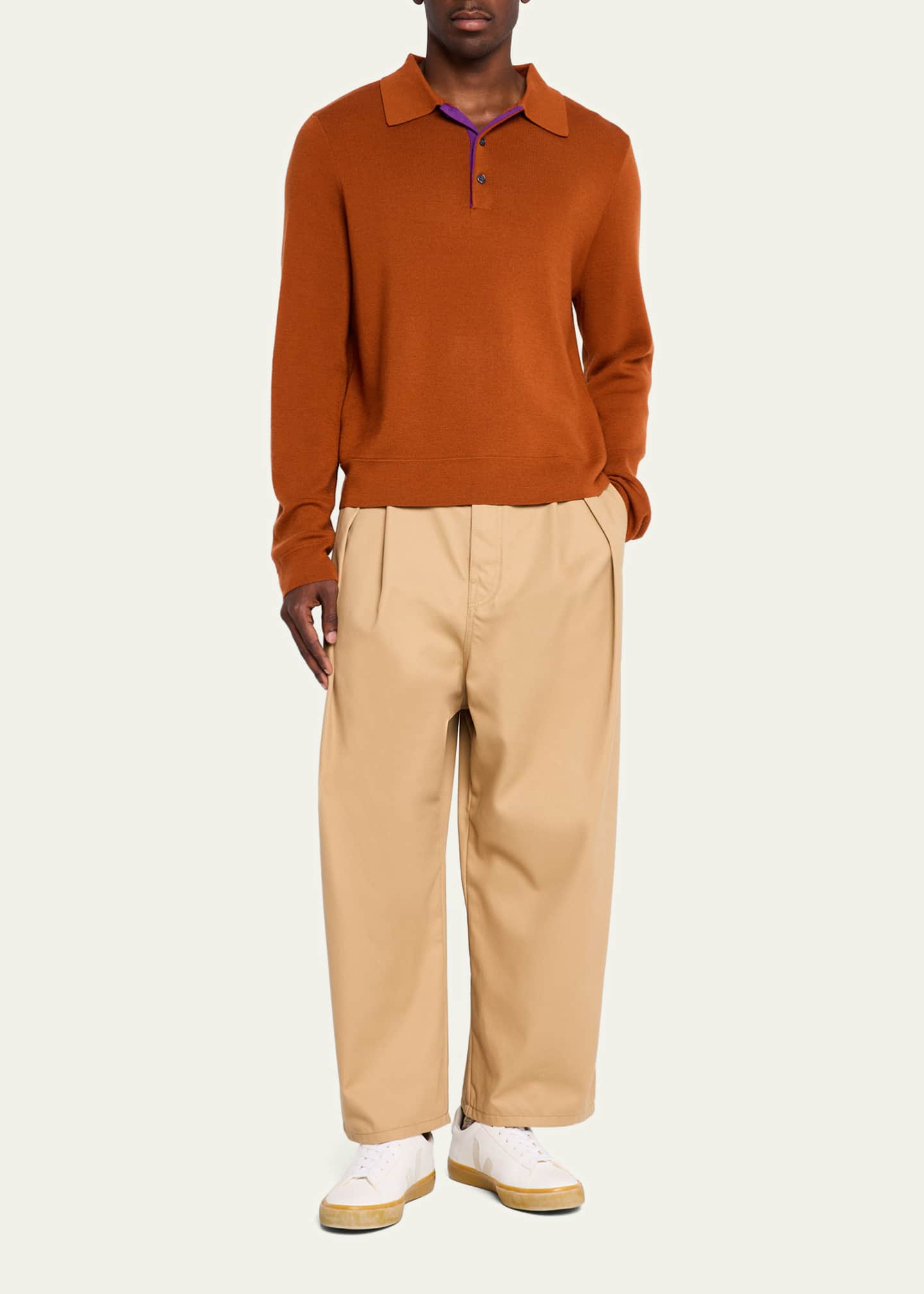 ZANKOV Men's Vertical Block Stripe Polo Sweater Image 2 of 5