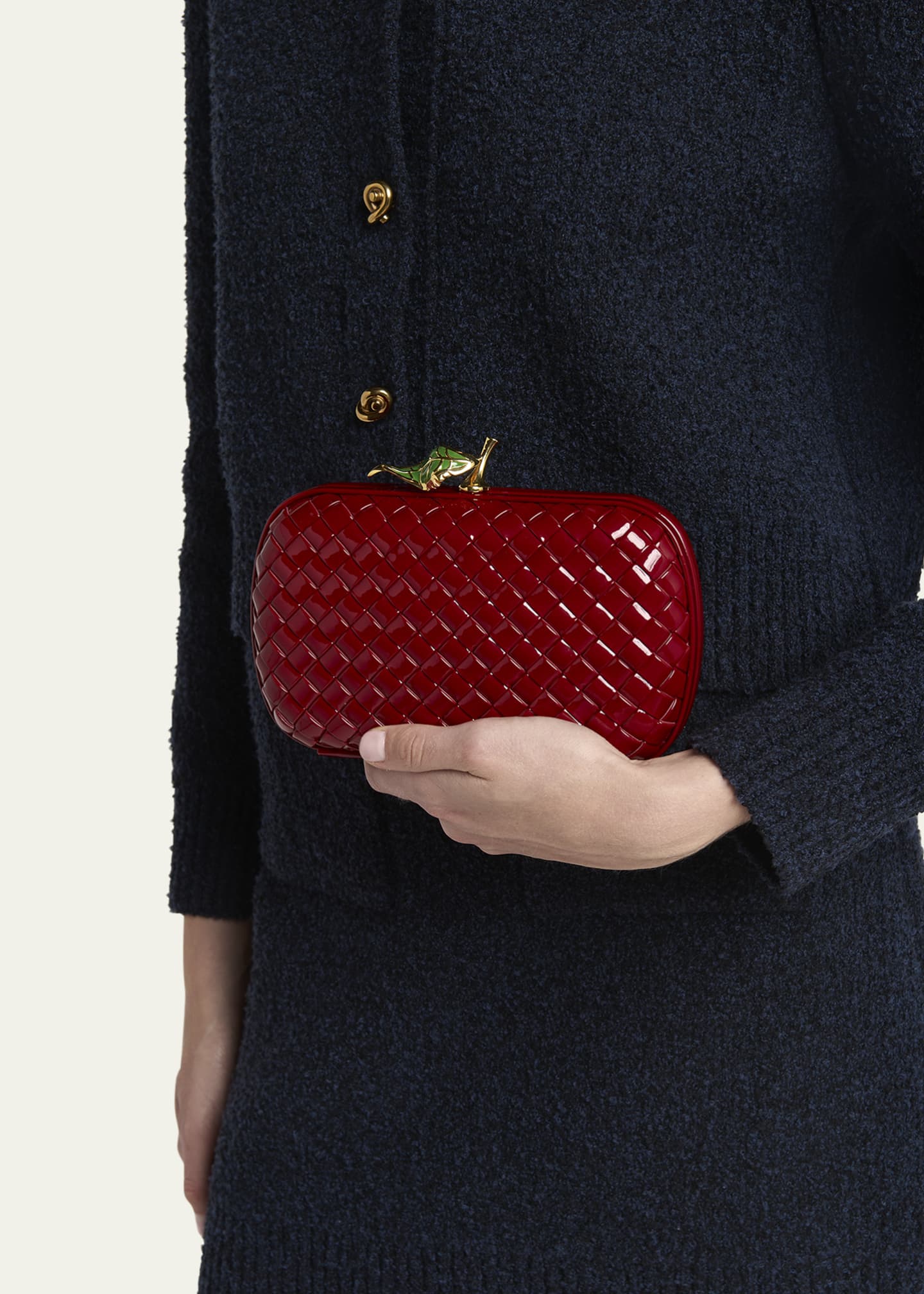 Bottega Veneta Apple Knot Patent Leather Clutch Bag Image 2 of 6