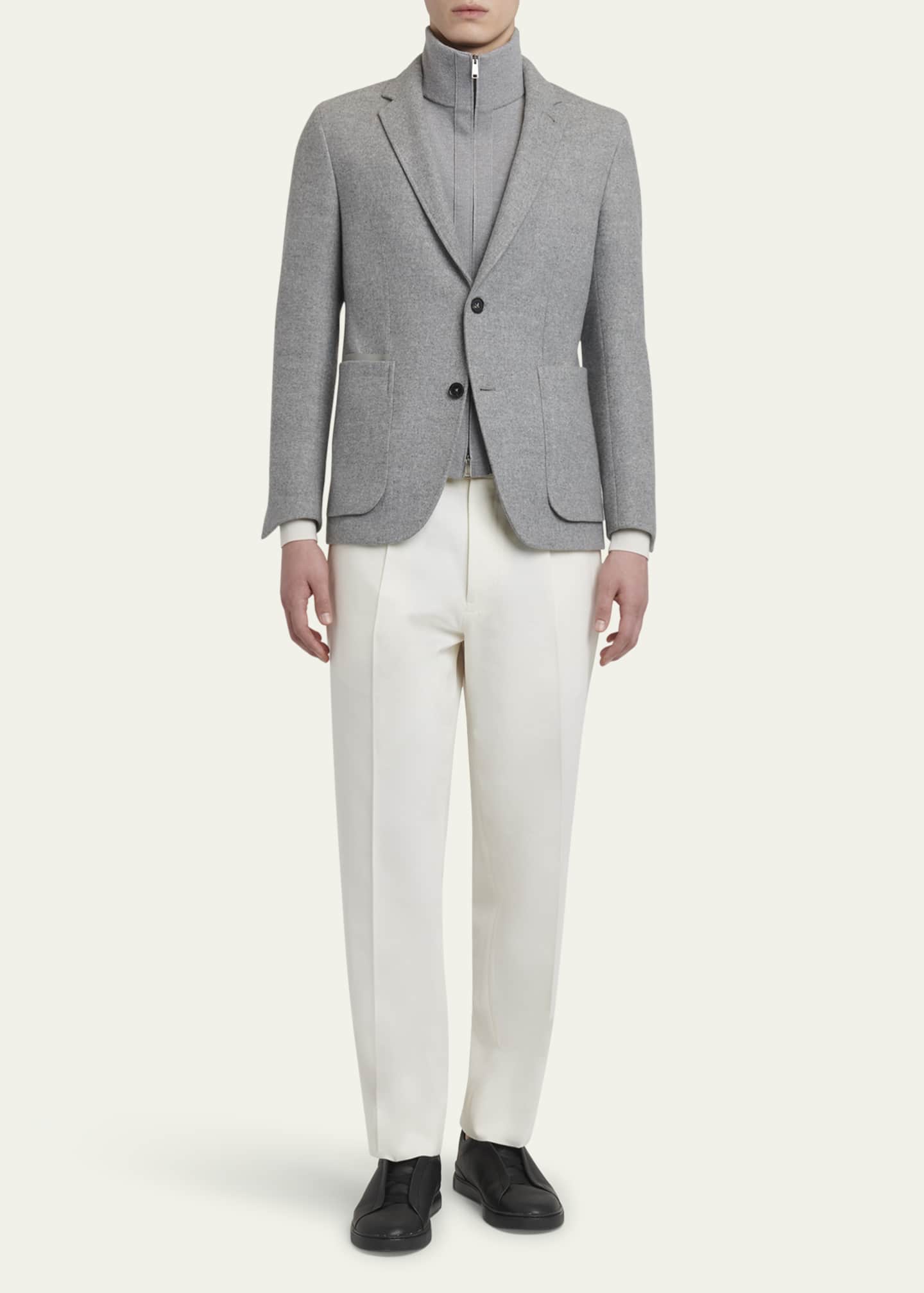 ZEGNA Men's Melange Wool Sweater Jacket Image 2 of 5