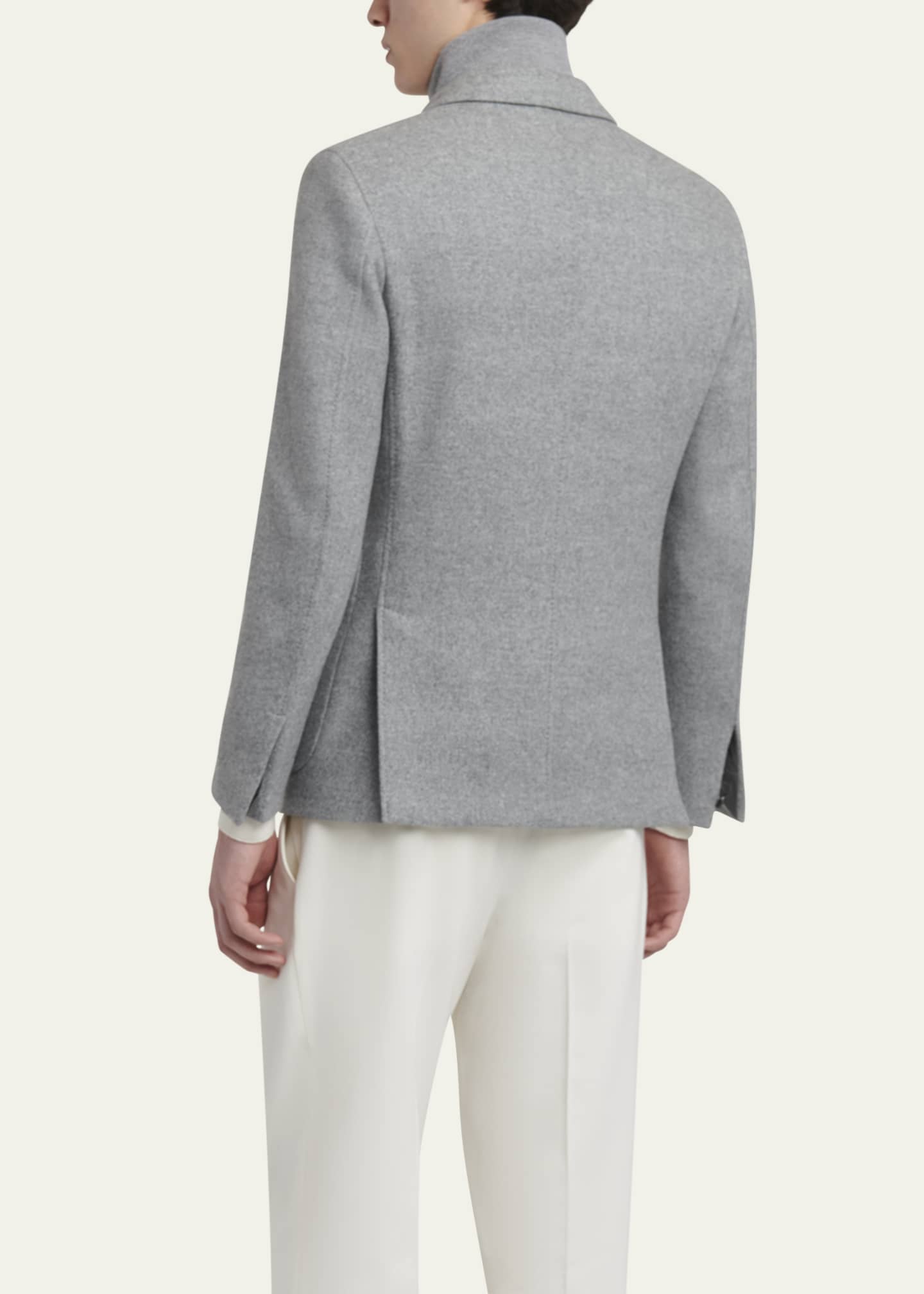 ZEGNA Men's Melange Wool Sweater Jacket Image 3 of 5