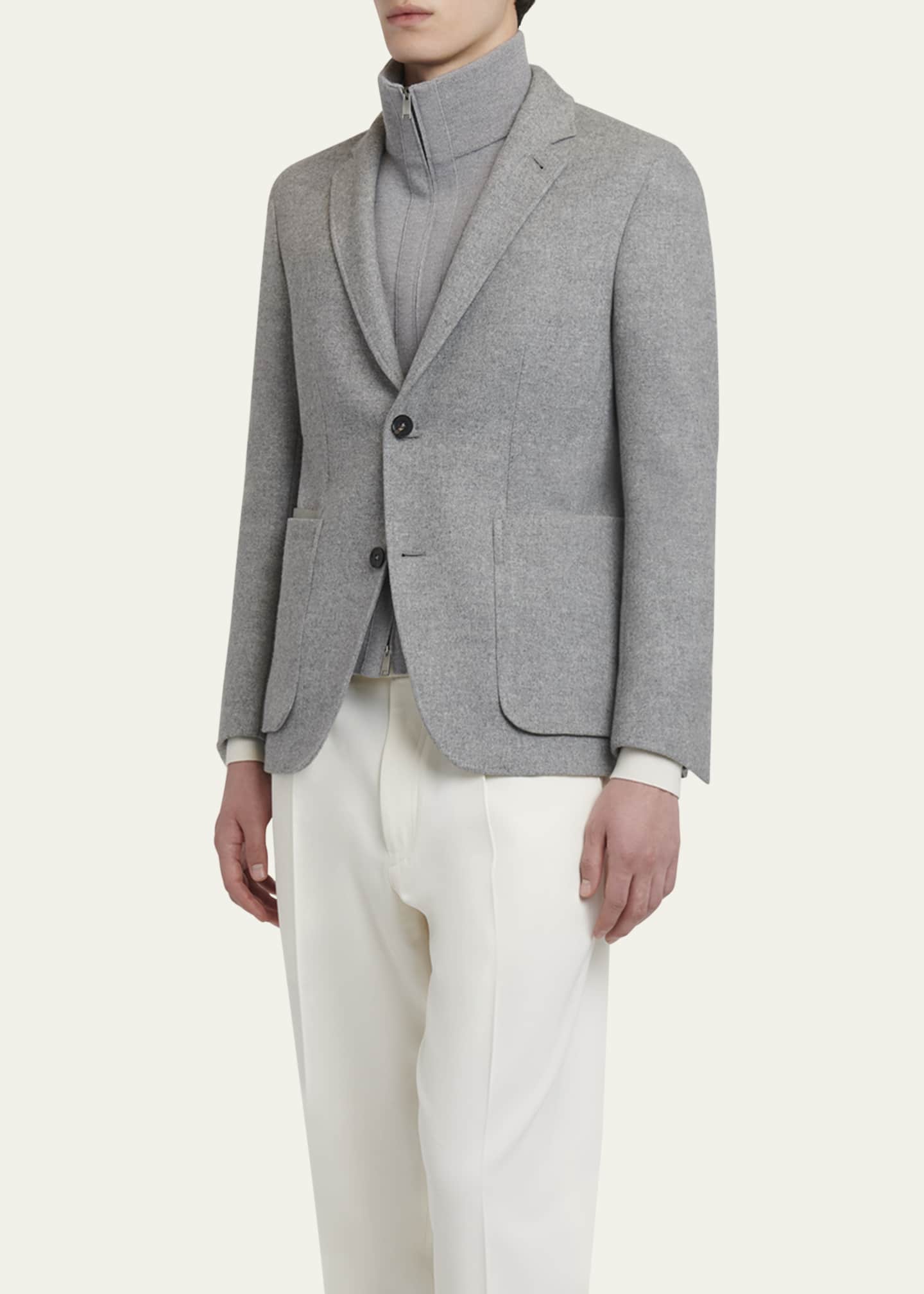 ZEGNA Men's Melange Wool Sweater Jacket Image 4 of 5