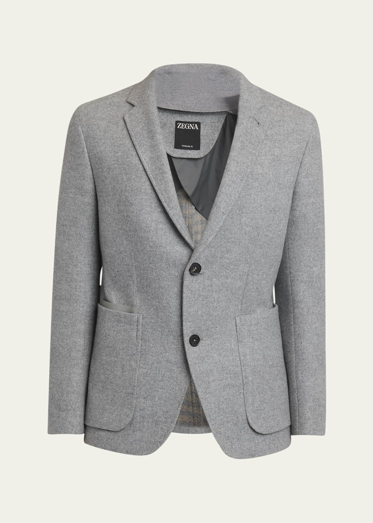 ZEGNA Men's Melange Wool Sweater Jacket Image 1 of 5