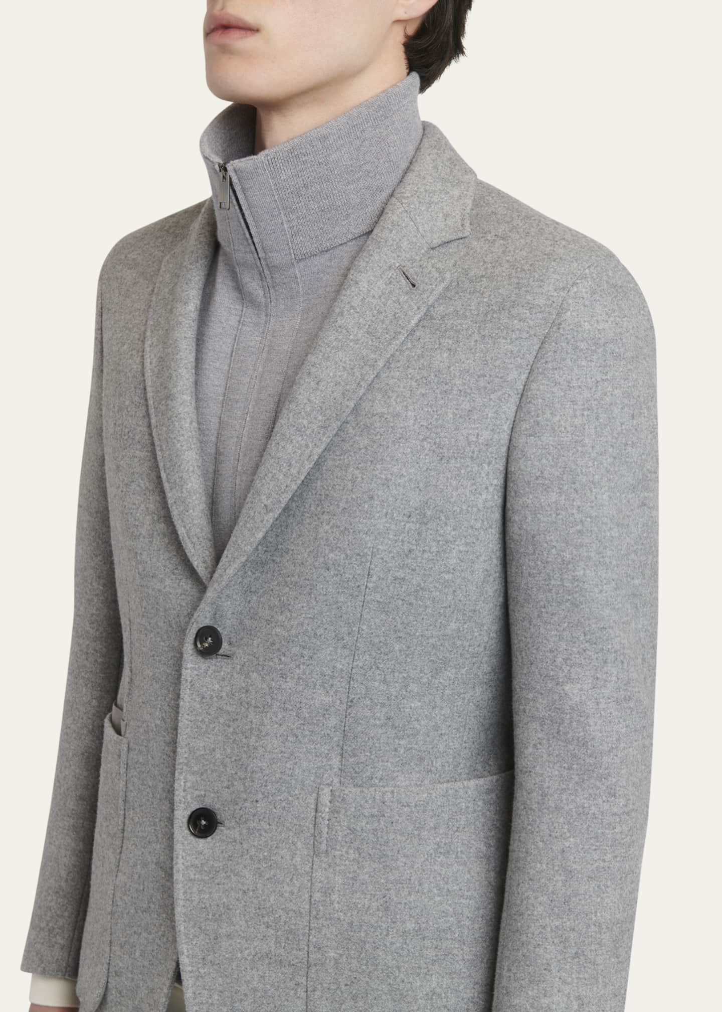 ZEGNA Men's Melange Wool Sweater Jacket Image 5 of 5