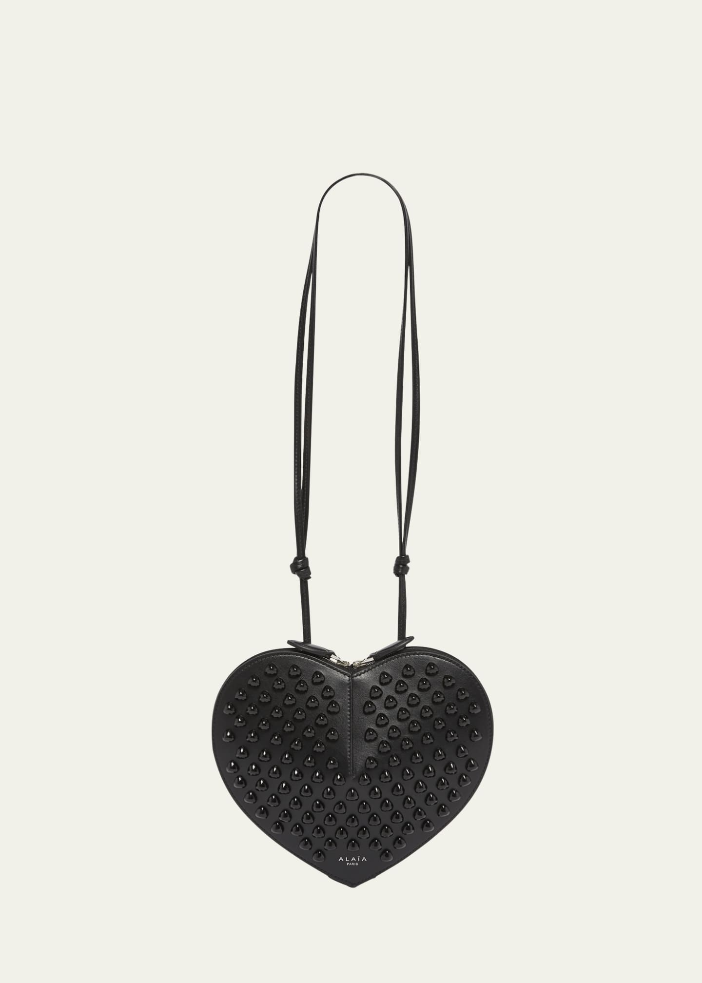 ALAIA Le Coeur Studded Shoulder Bag in Calf Leather Image 1 of 5