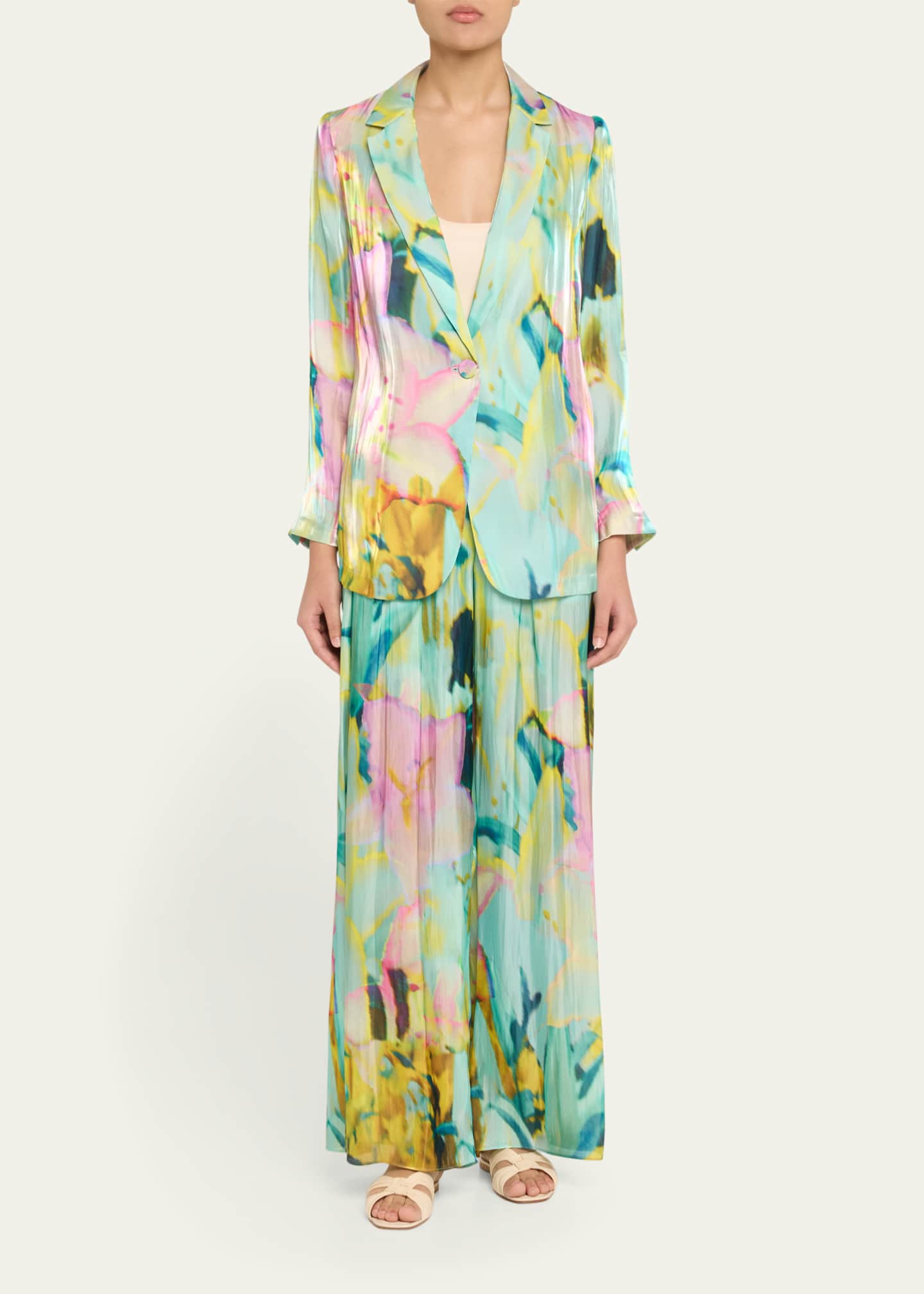 Kobi Halperin Loretta Wide-Leg Metallic Satin Pants Image 2 of 5