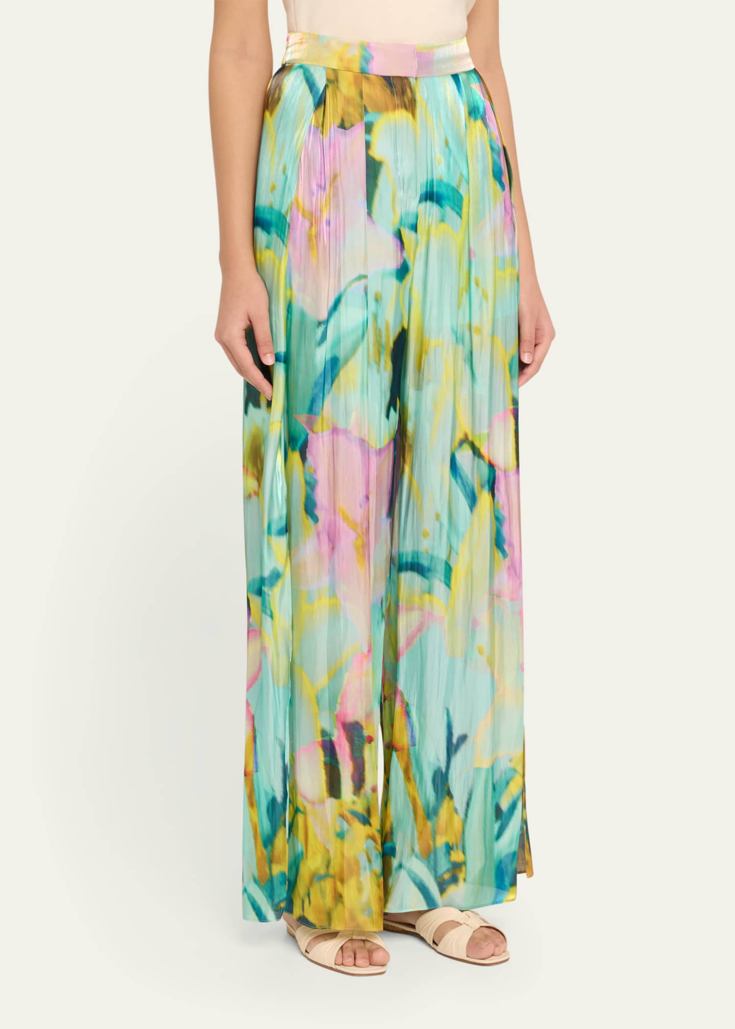 Kobi Halperin Loretta Wide-Leg Metallic Satin Pants Image 4 of 5