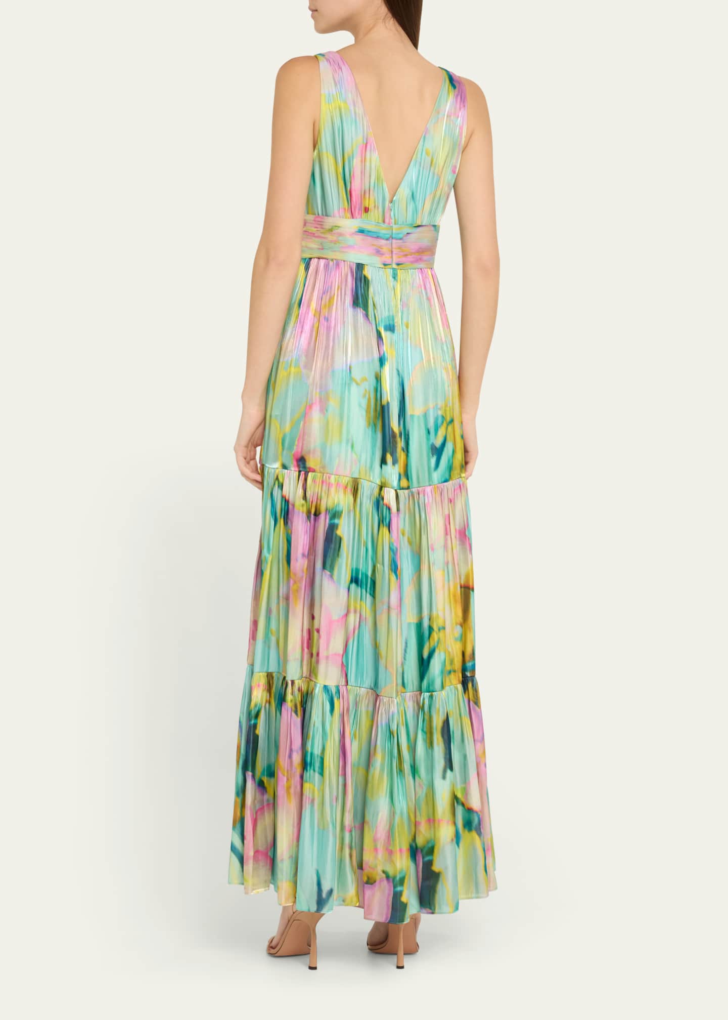 Kobi Halperin Britt Tiered Metallic Satin Maxi Dress Image 3 of 5