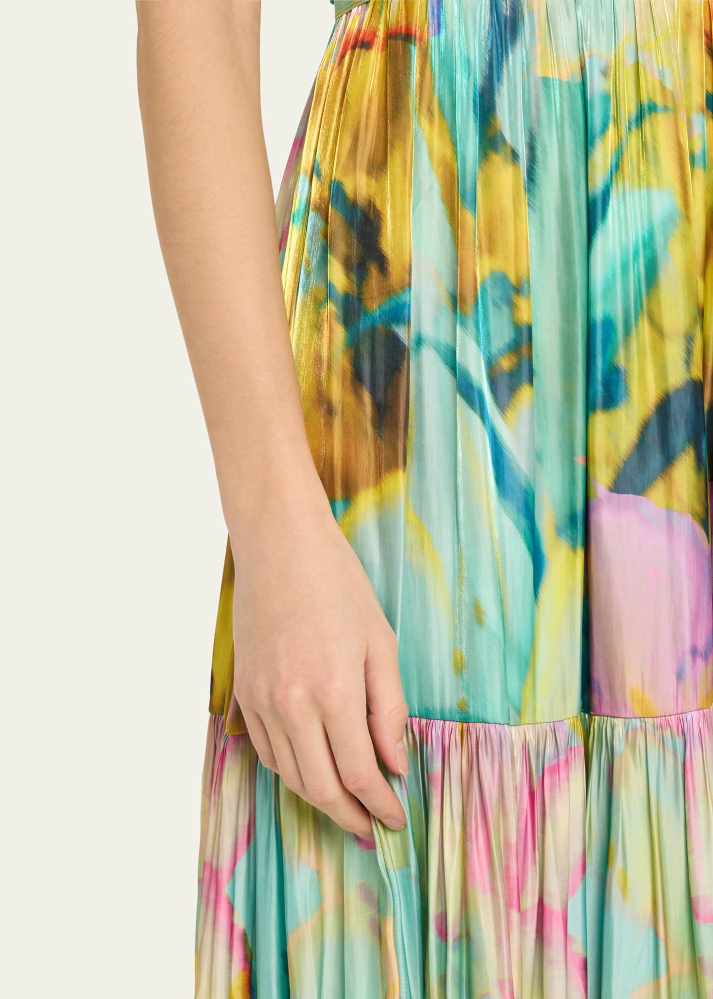 Kobi Halperin Britt Tiered Metallic Satin Maxi Dress Image 5 of 5