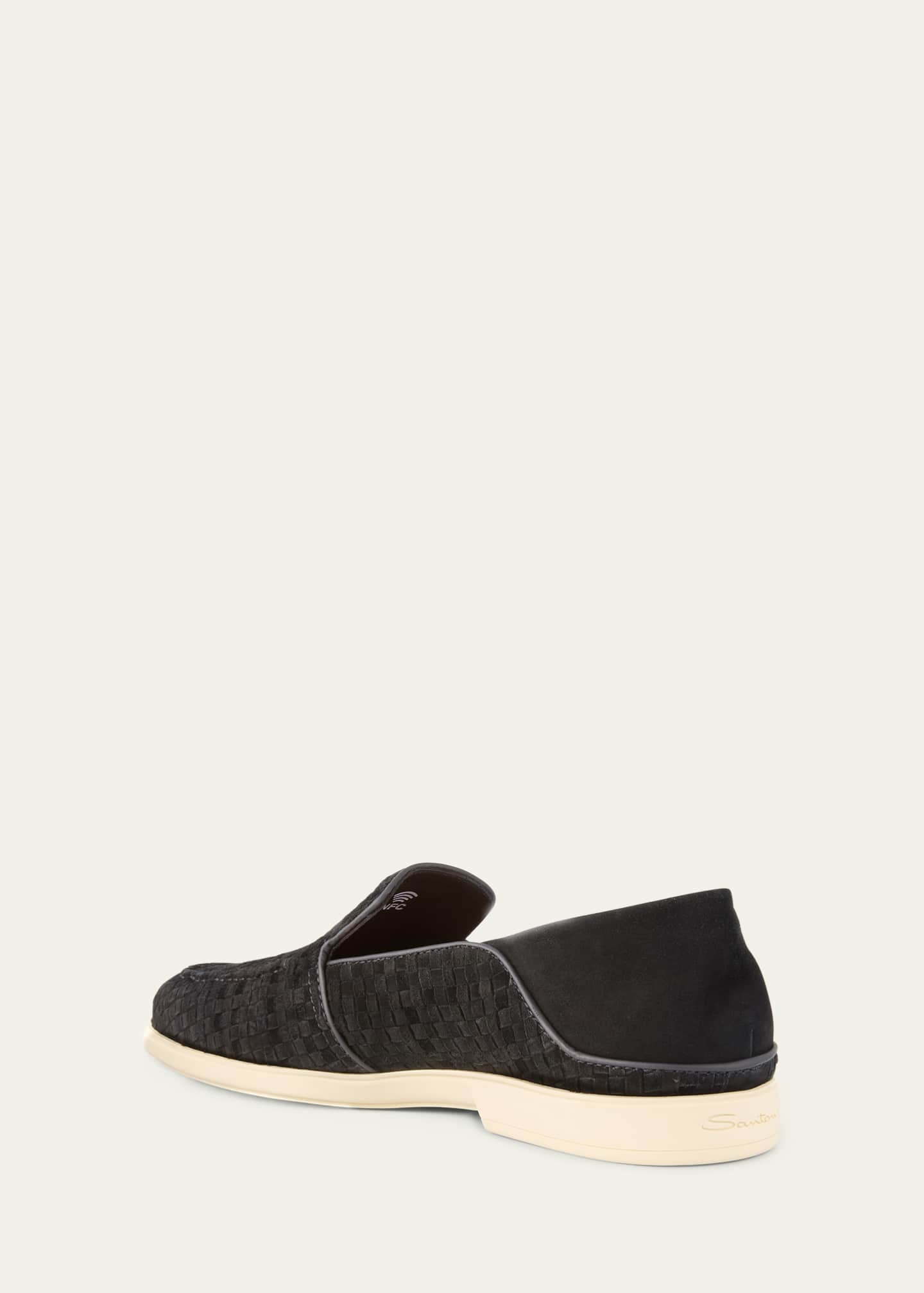 Santoni Men's Theo Woven Suede Loafers Image 4 of 6
