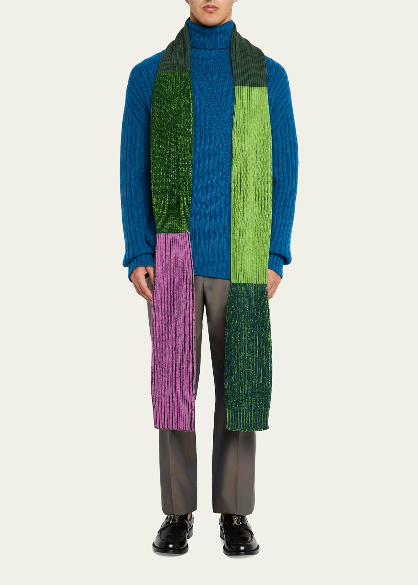 Homme Plisse Issey Miyake Men's Drawing Ribbed Wool Scarf Image 2 of 4