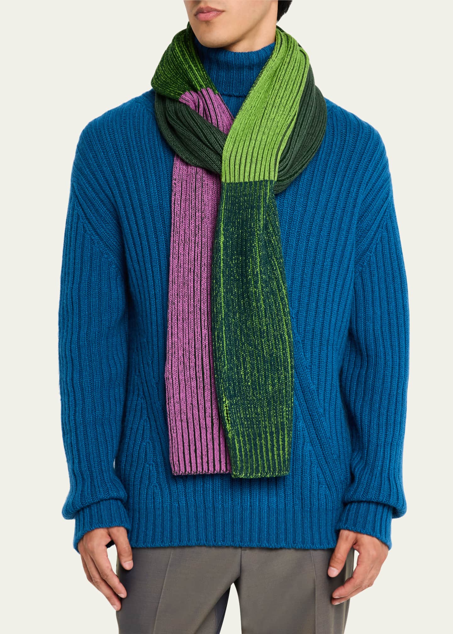Homme Plisse Issey Miyake Men's Drawing Ribbed Wool Scarf Image 3 of 4