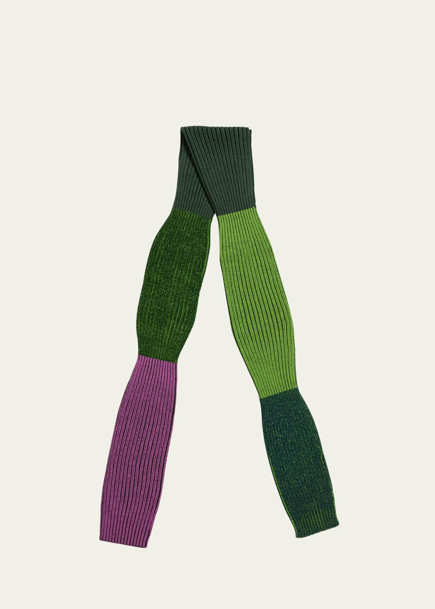 Homme Plisse Issey Miyake Men's Drawing Ribbed Wool Scarf Image 1 of 4
