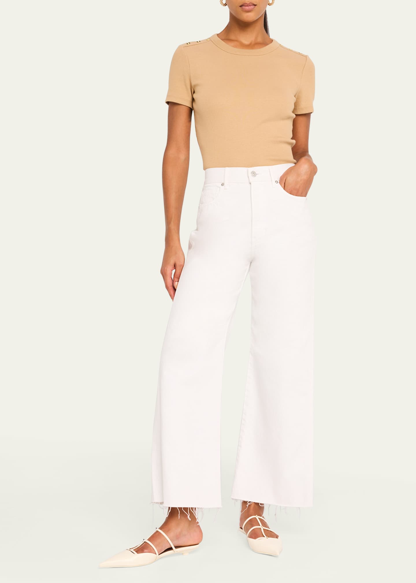 Veronica Beard Taylor Crop High-Rise Wide Jeans Image 2 of 4