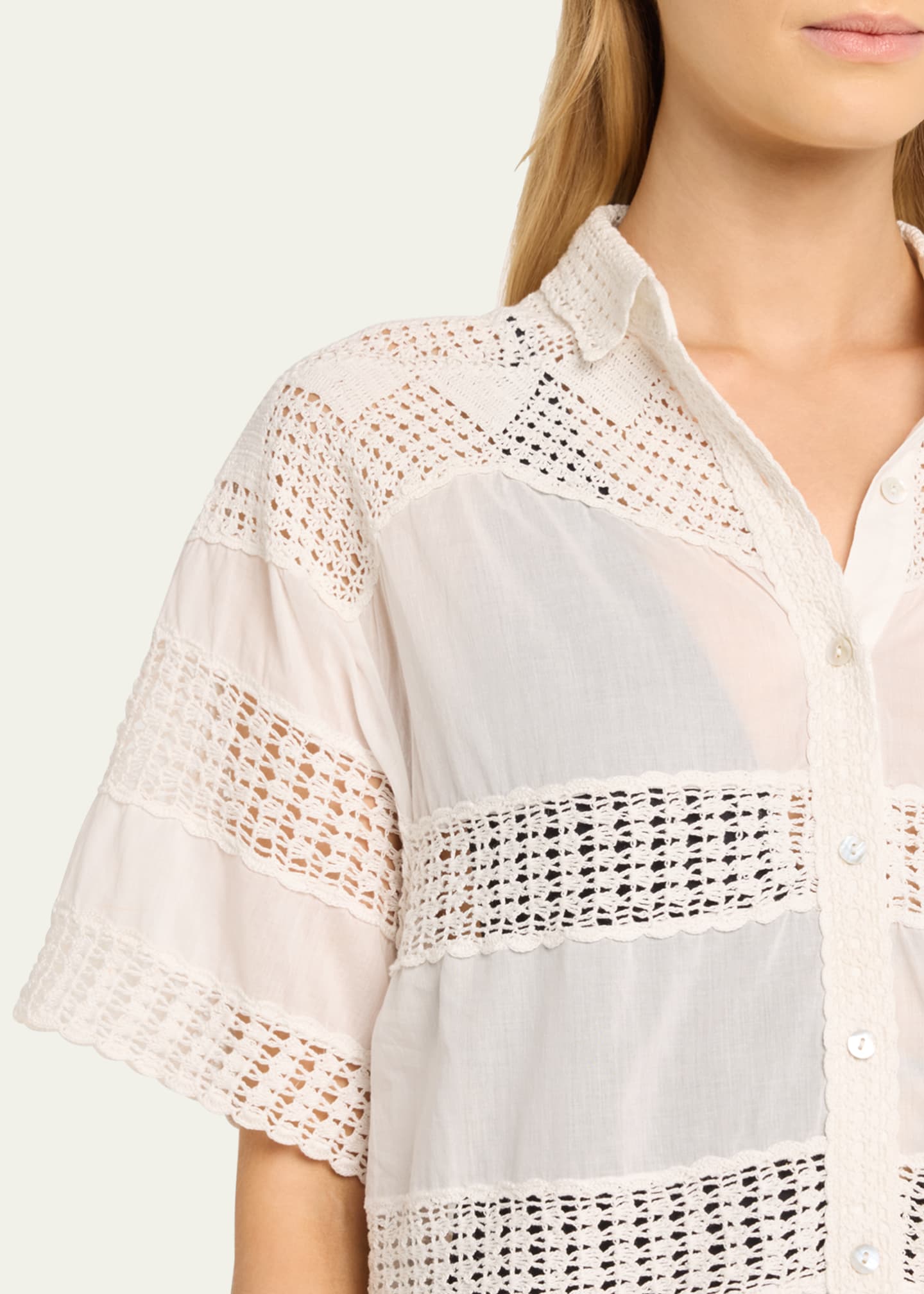 Ulla Johnson Amal Crochet Button-Front Shirt Image 4 of 4