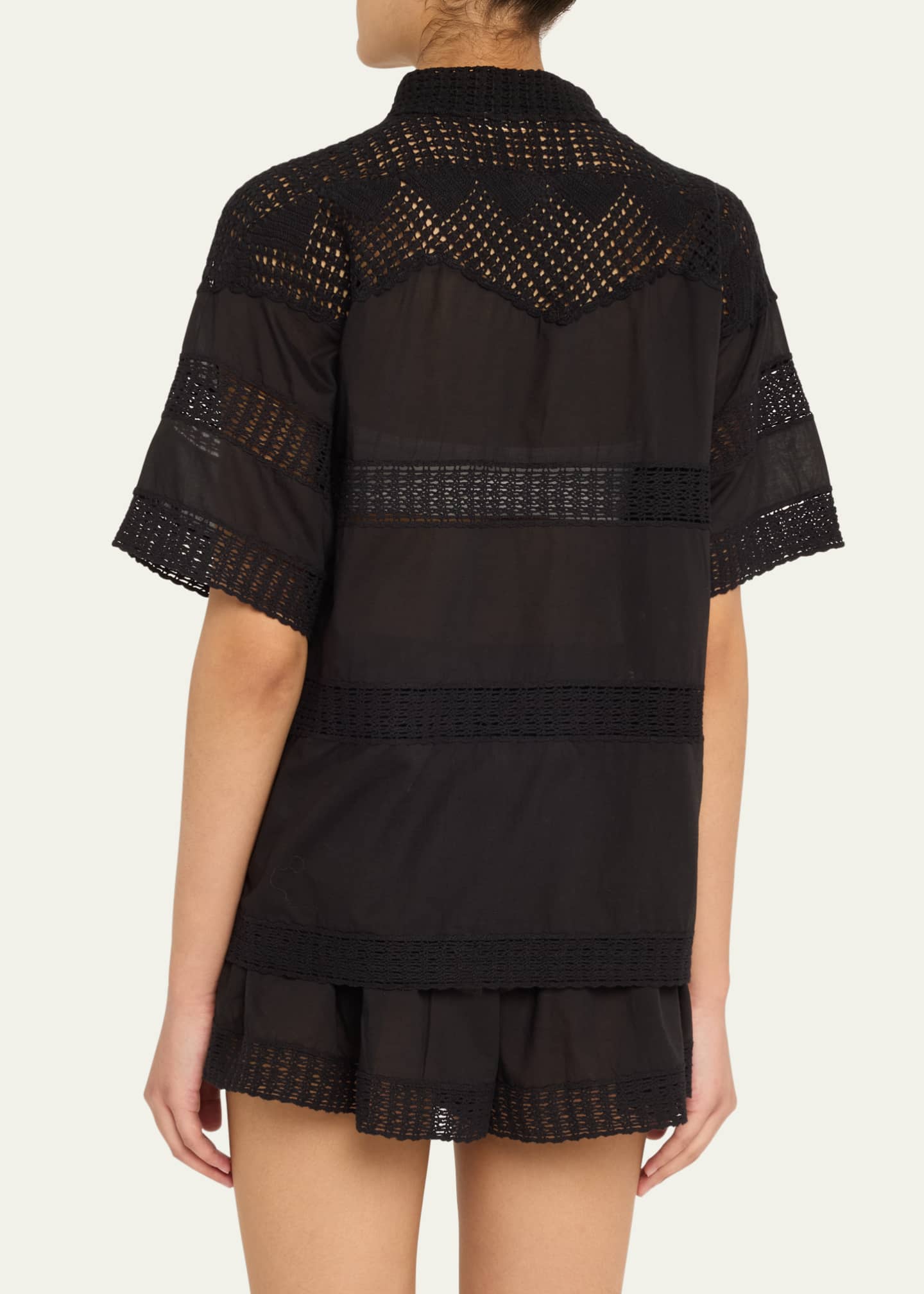 Ulla Johnson Amal Crochet Button-Front Shirt Image 3 of 5
