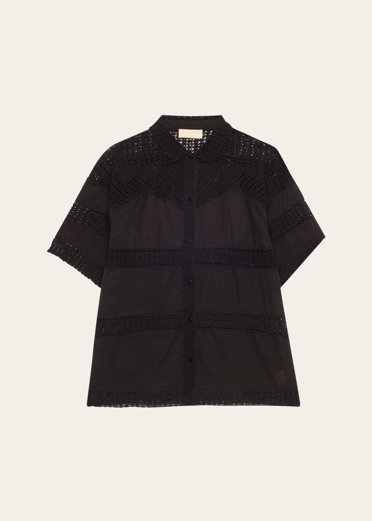 Ulla Johnson Amal Crochet Button-Front Shirt Image 1 of 5