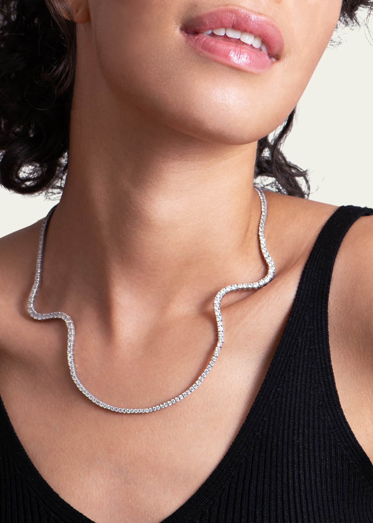 MARIE MAS 18K White Gold Full Pave Diamond Aurora Necklace Image 2 of 2
