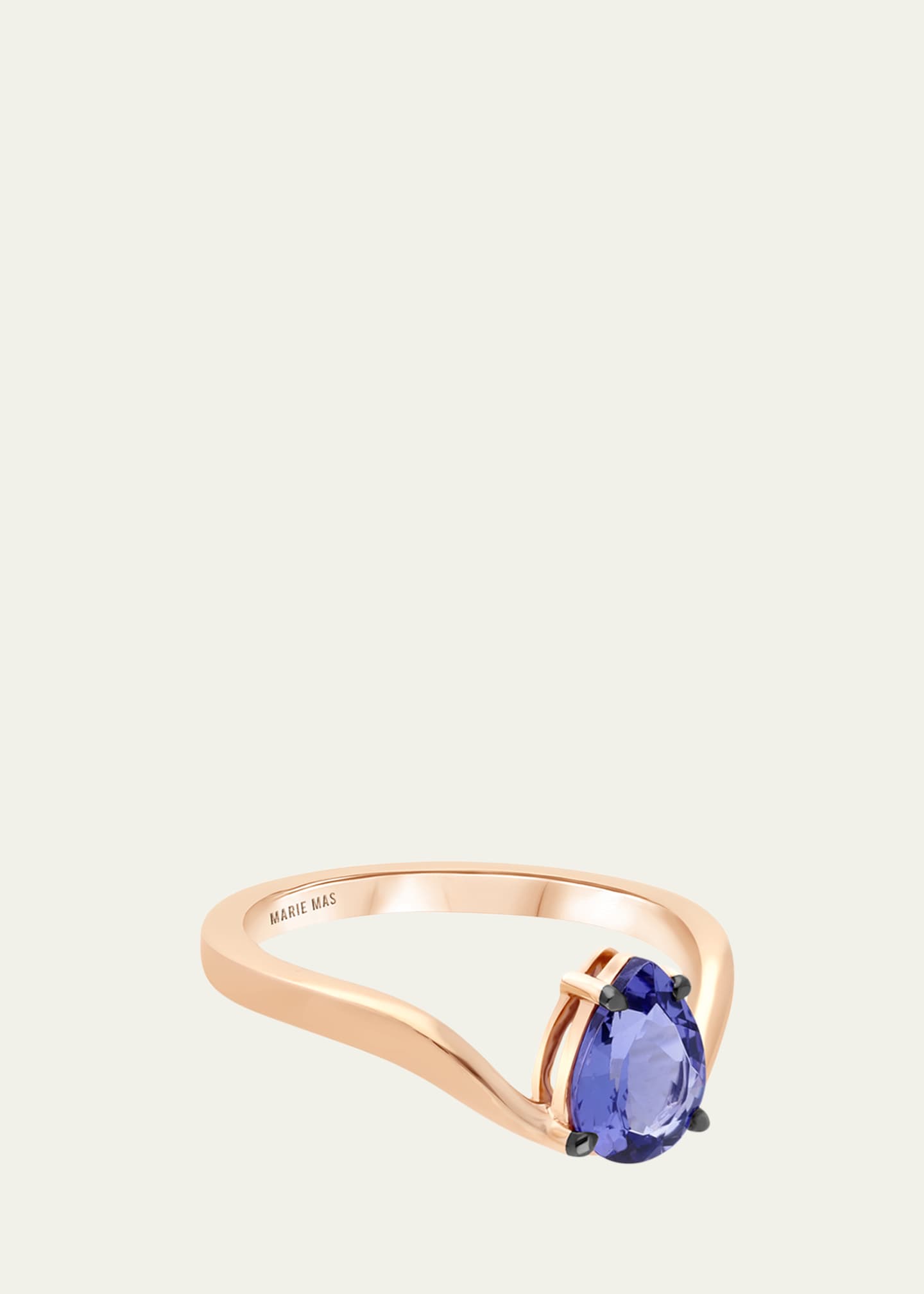MARIE MAS 18K Rose Gold Floating Pear Tanzanite Halo Ring Image 2 of 2