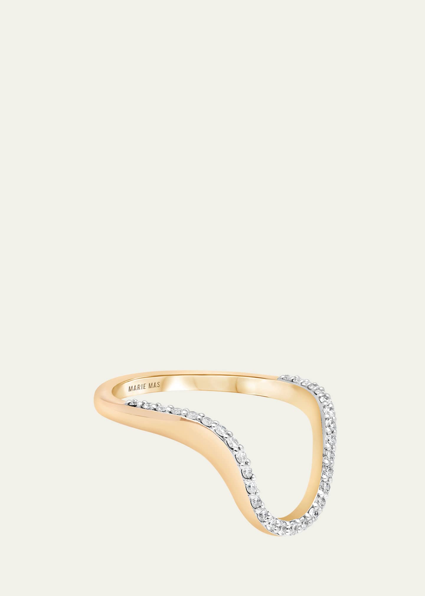 MARIE MAS Aura 18K Yellow Gold Half Pavé Diamond Ring Image 2 of 2