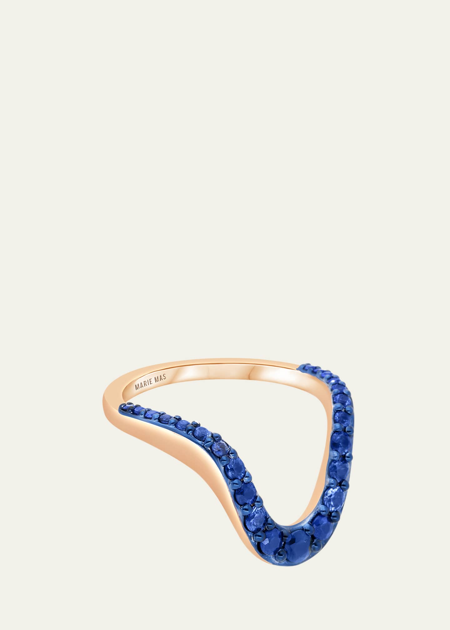 MARIE MAS Grand Aura 18K Rose Gold Half Pavé Blue Sapphire Ring Image 3 of 3